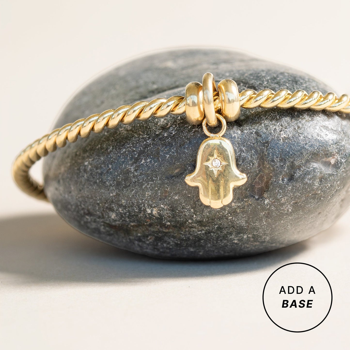 Crystal Hamsa Interchangeable Charm​ Stainless Steel Gold