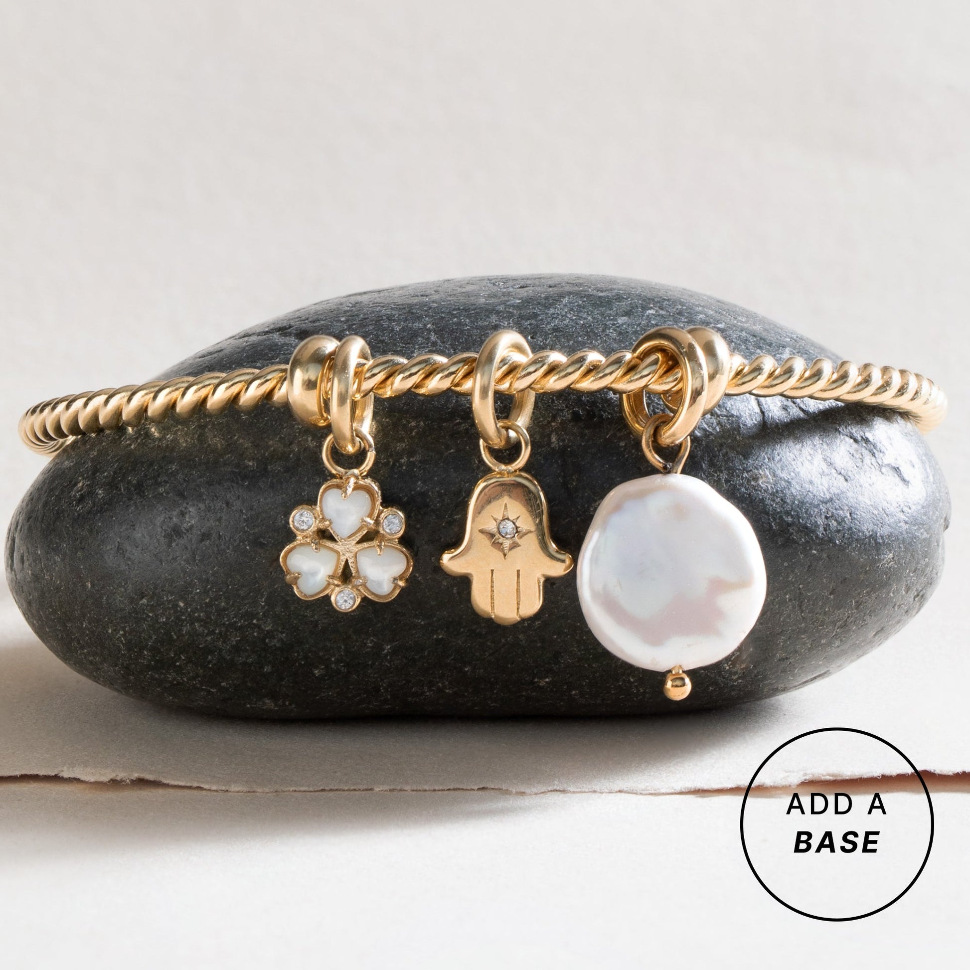 Crystal Hamsa Interchangeable Charm​ Stainless Steel Gold