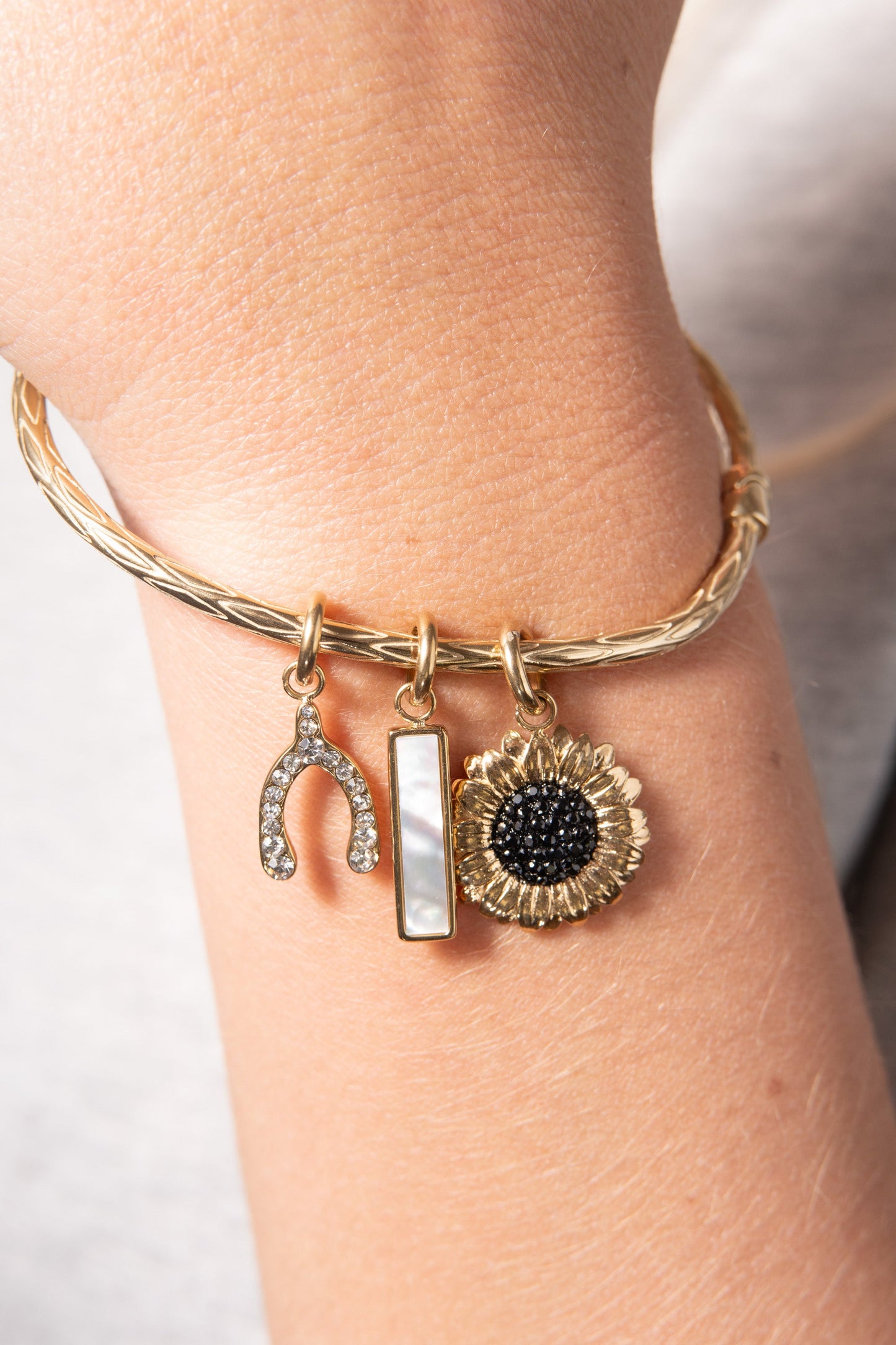 Sunflower Interchangeable Charm Two Tone - Stainless Steel