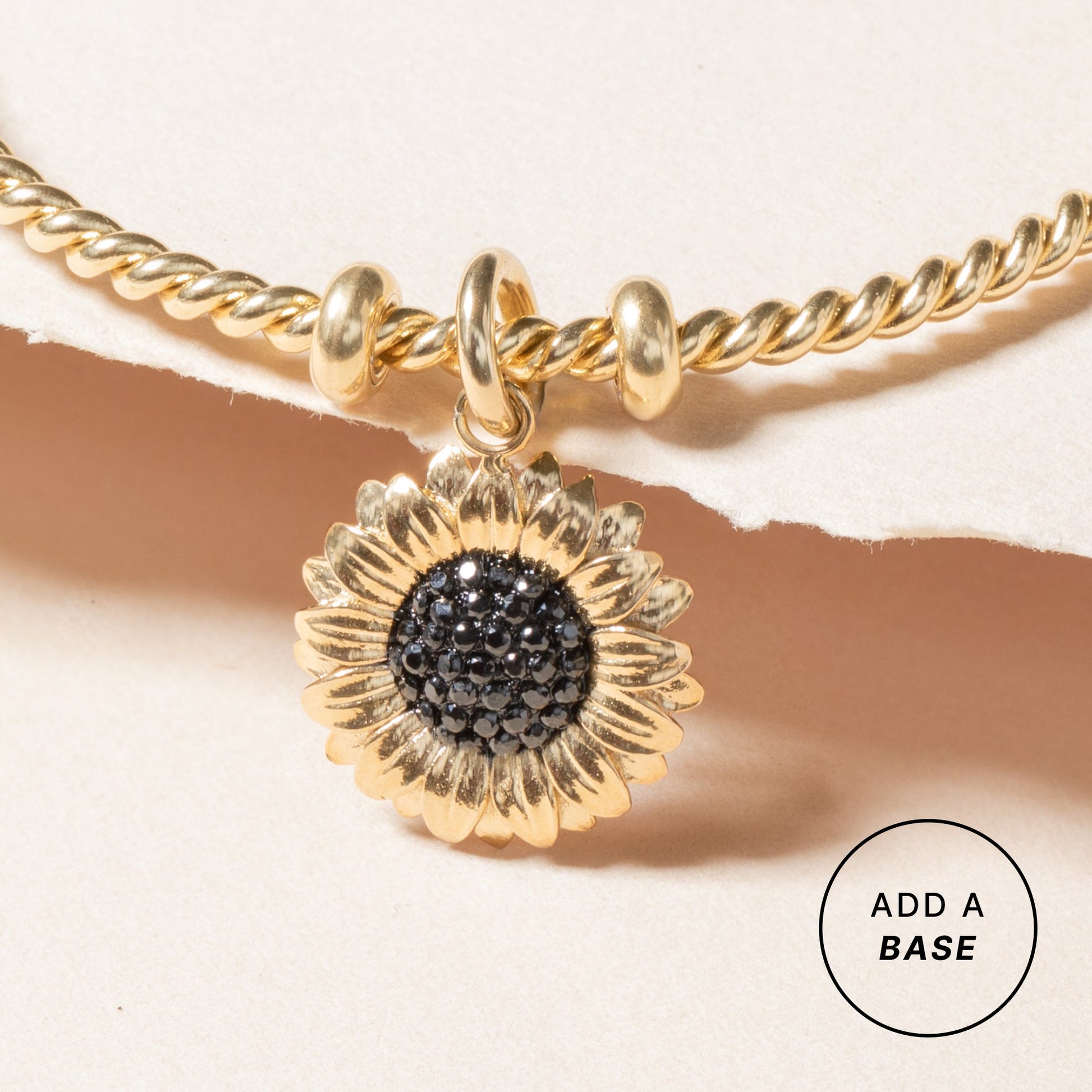 Sunflower Interchangeable Charm Two Tone - Stainless Steel