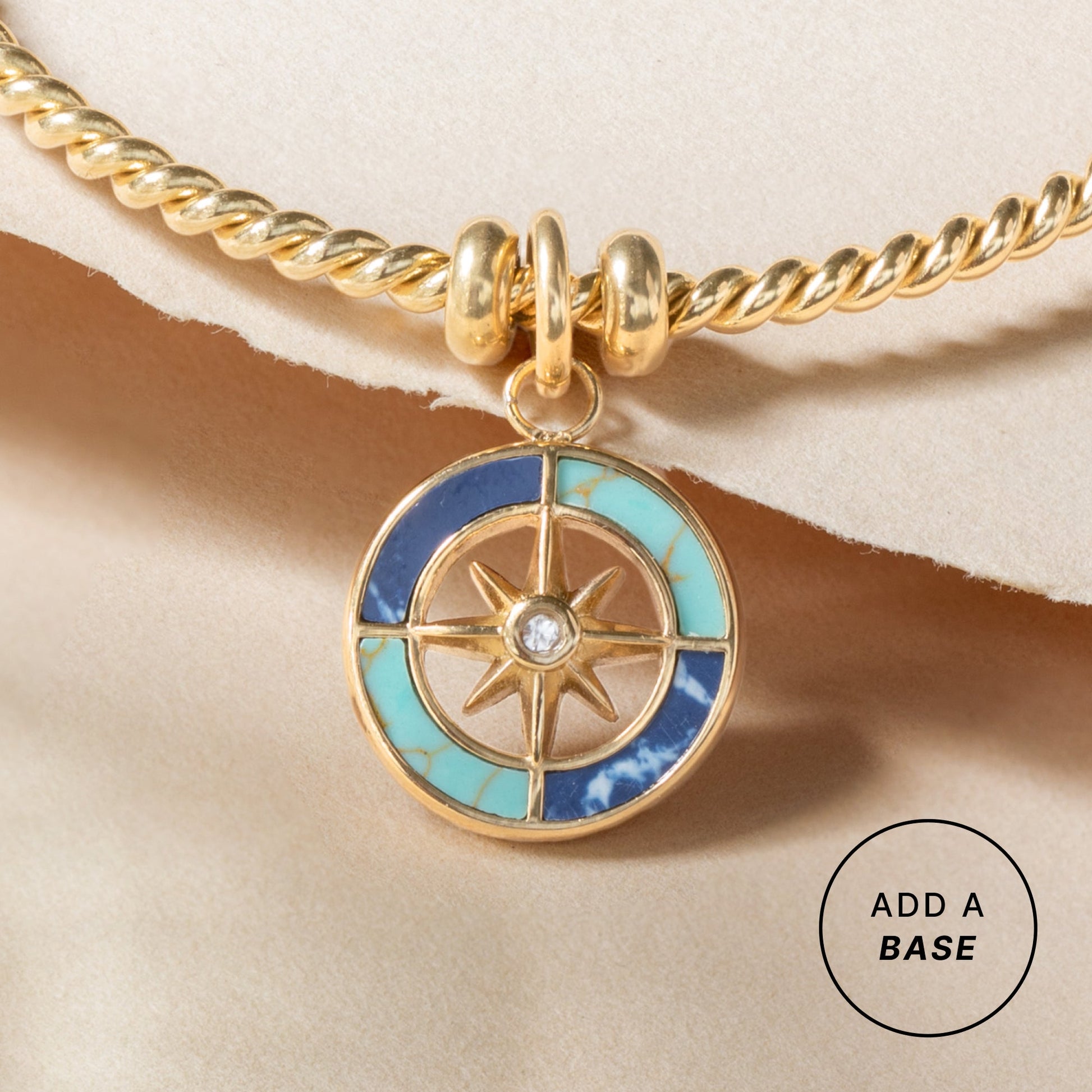 Compass Interchangeable Charm​ Stainless Steel Gold