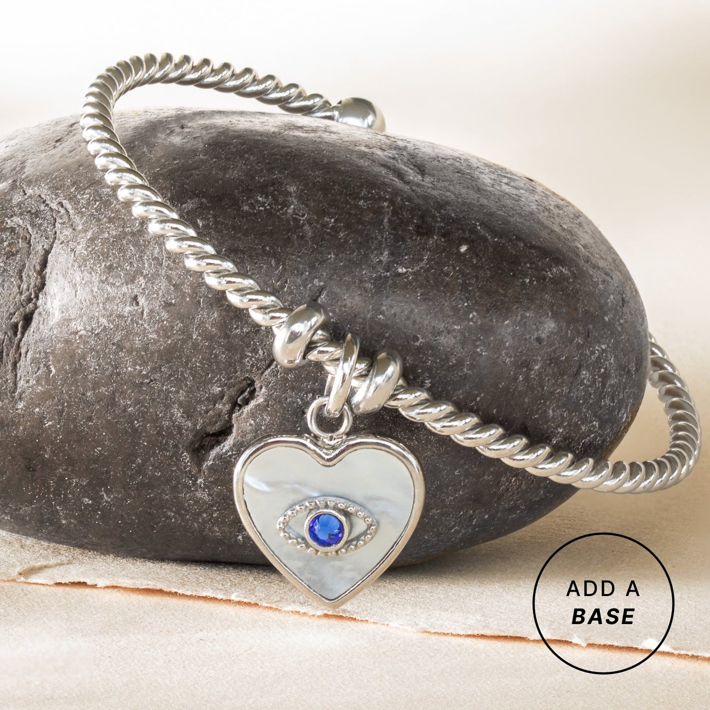 Evil Eye Heart Interchangeable Charm​ Stainless Steel Silver