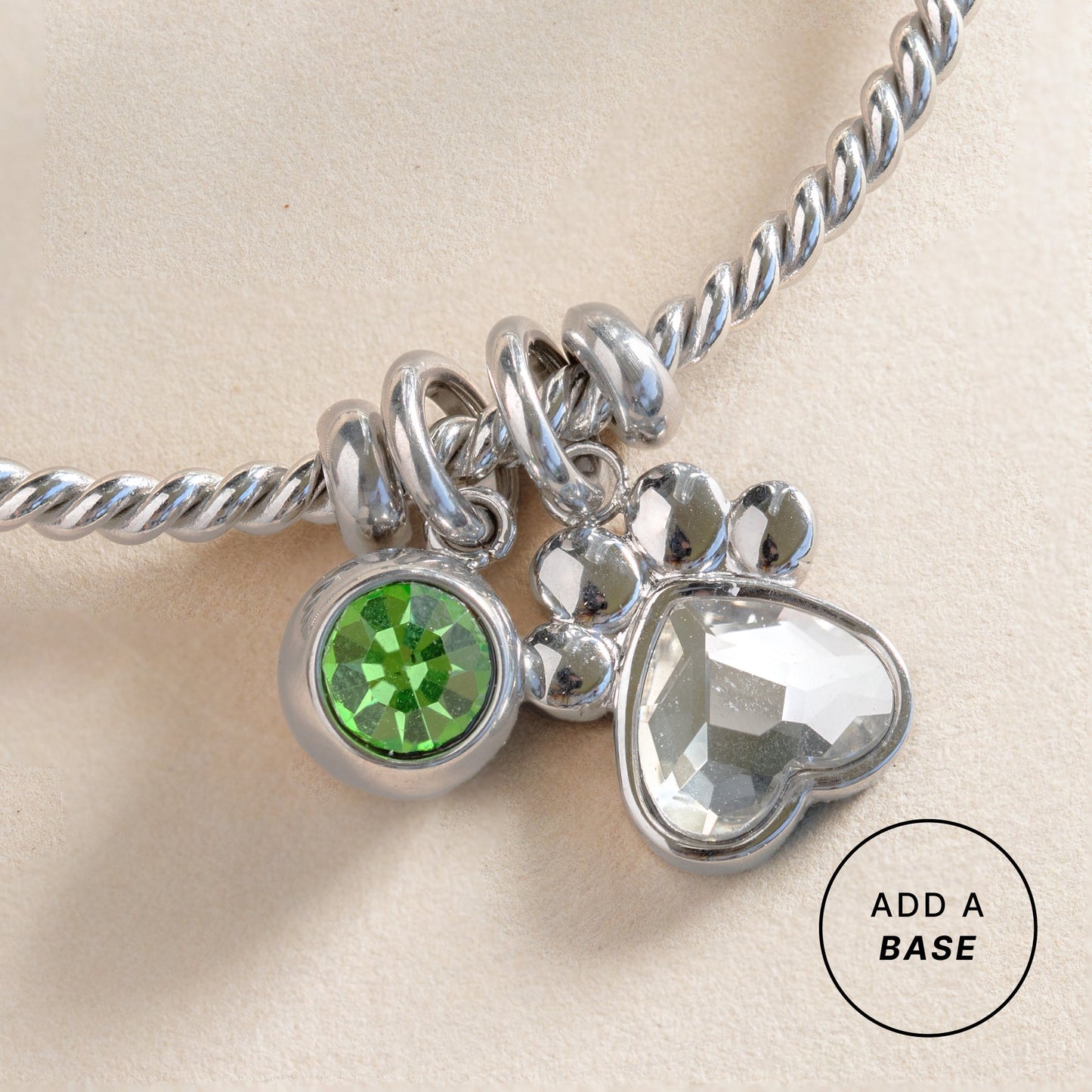 Crystal Paw Interchangeable Charm Stainless Steel Silver