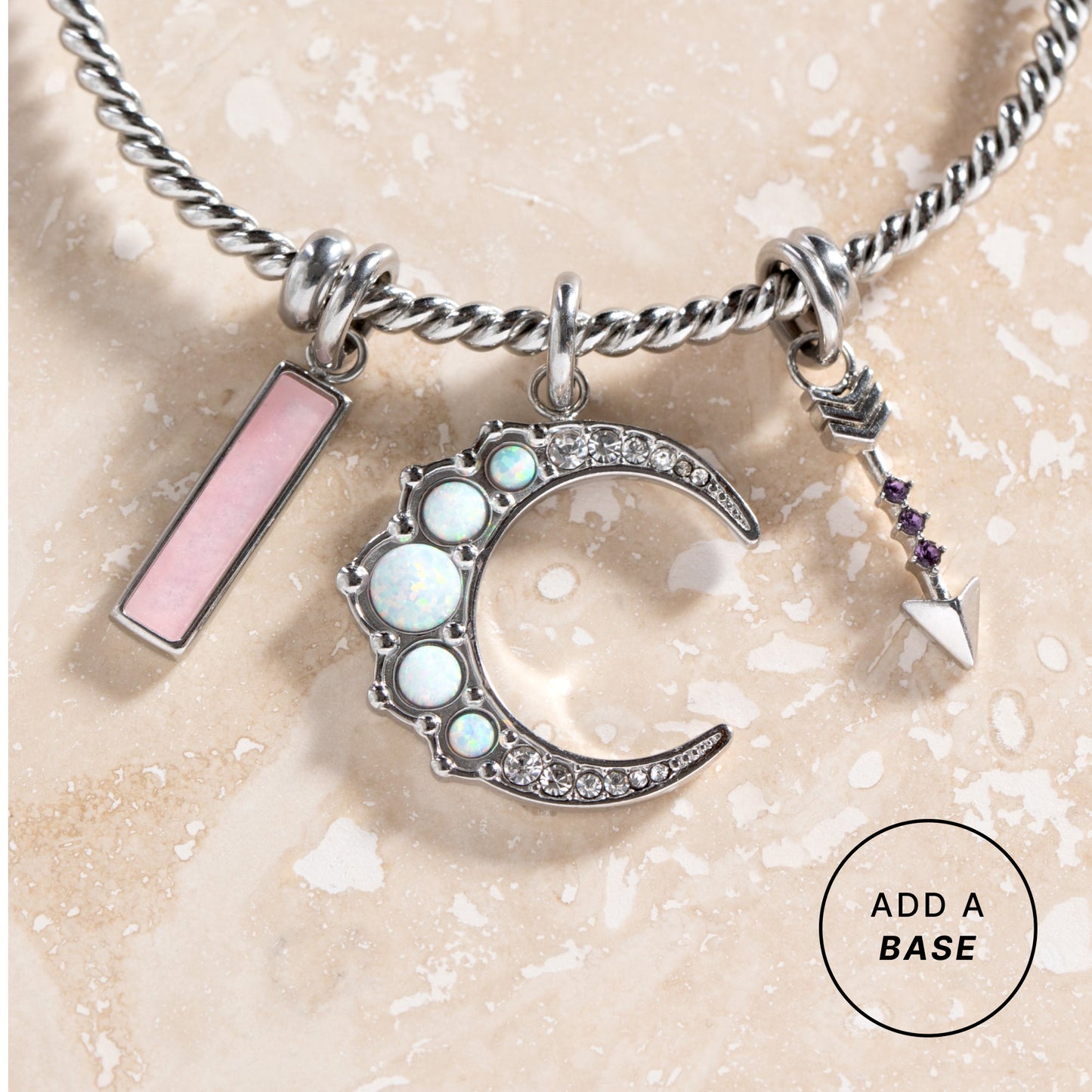 Opal Moon Interchangeable Charm​ Stainless Steel Gold