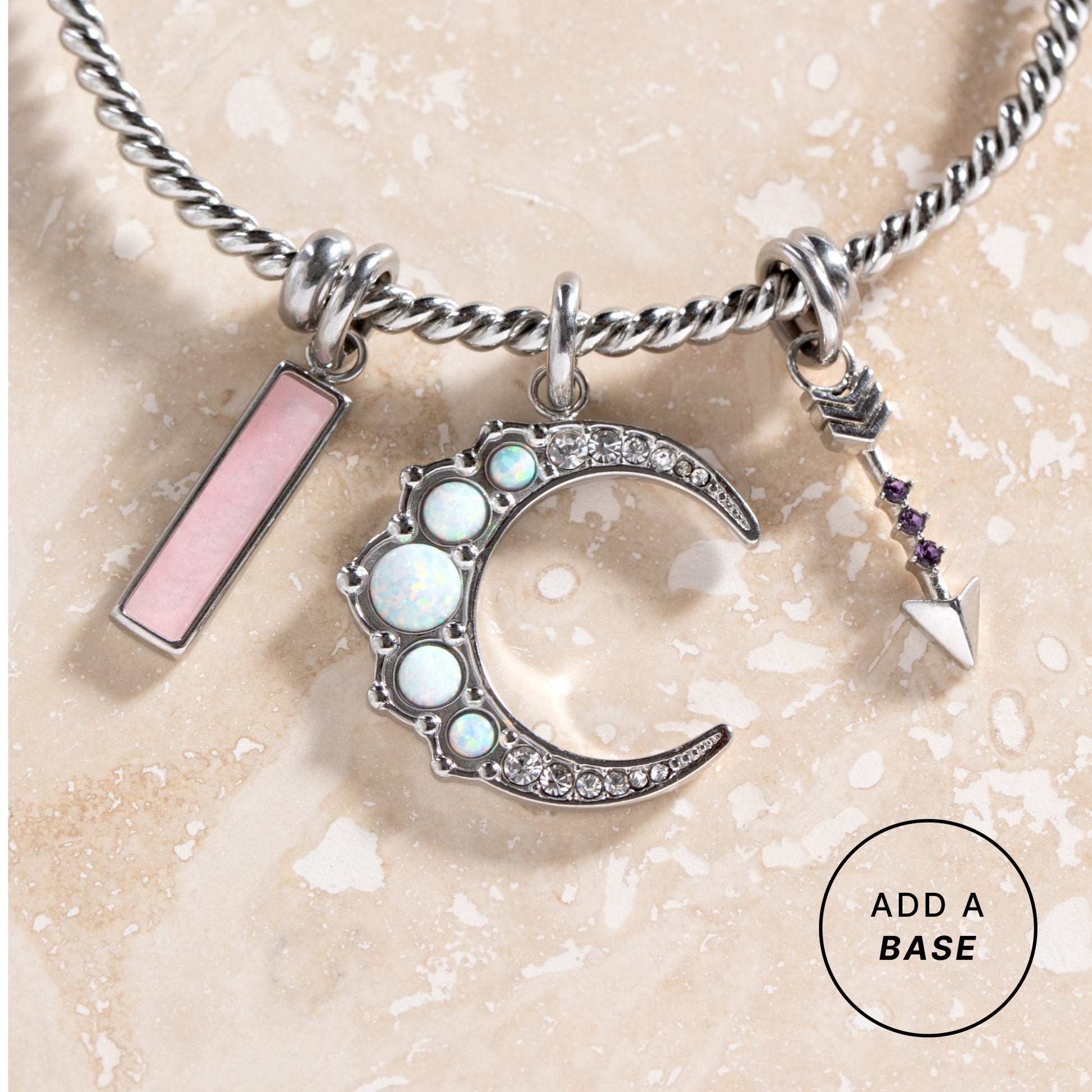 Opal Moon Interchangeable Charm​ Stainless Steel Gold