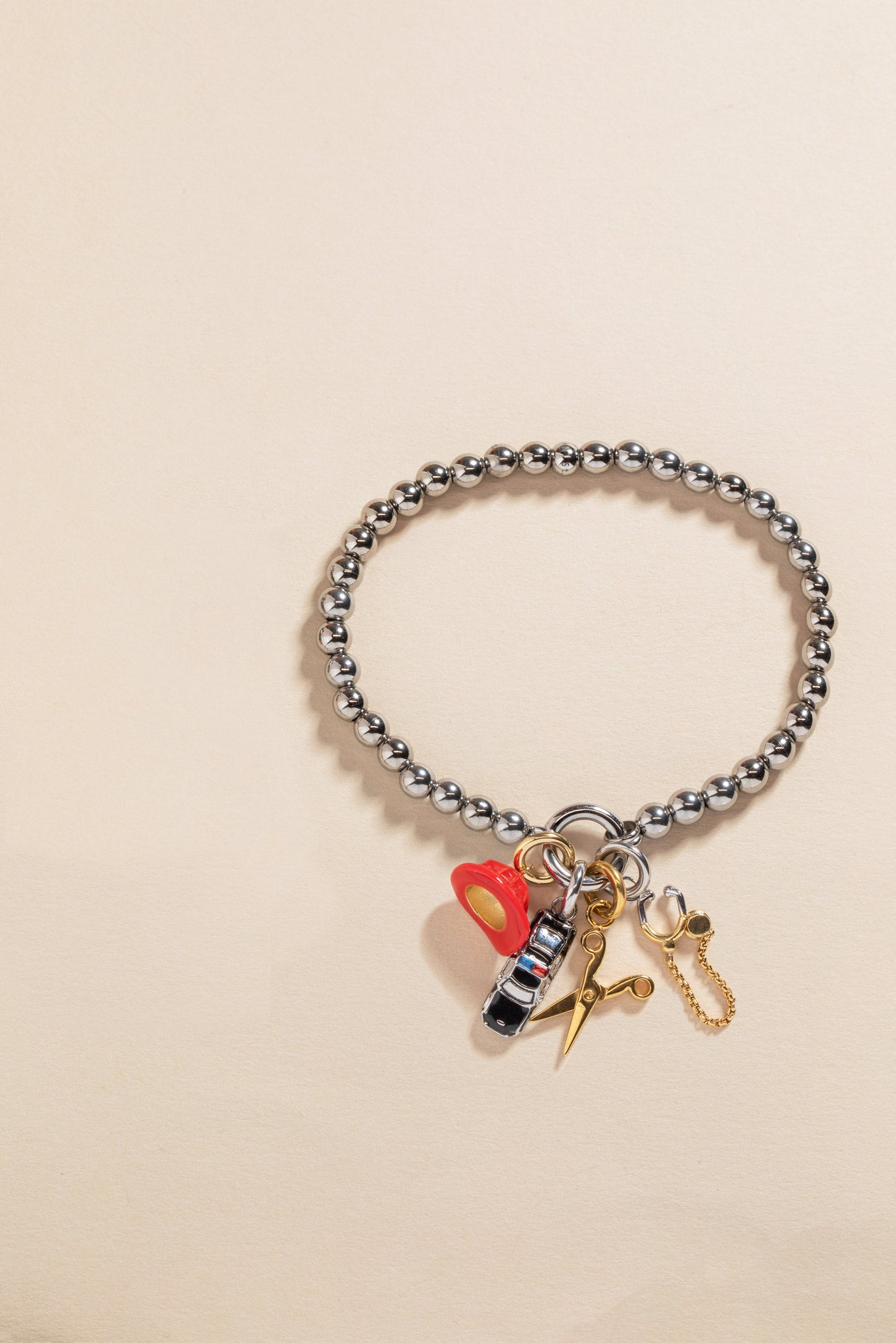 Fire Fighter Hat Charm Stainless Steel Gold