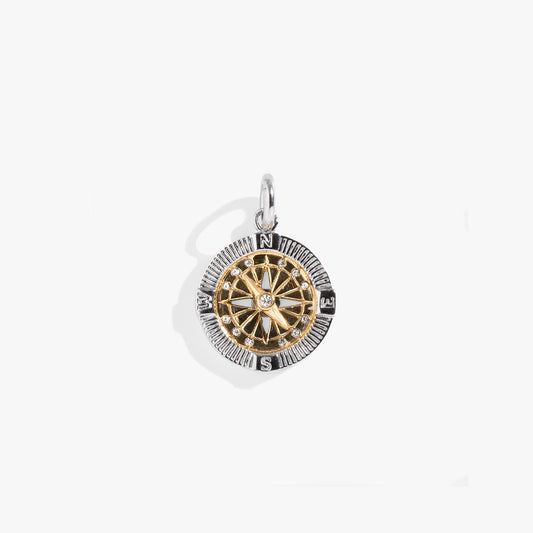 Two-Tone Compass Interchangeable Charm Two Tone - Stainless Steel
