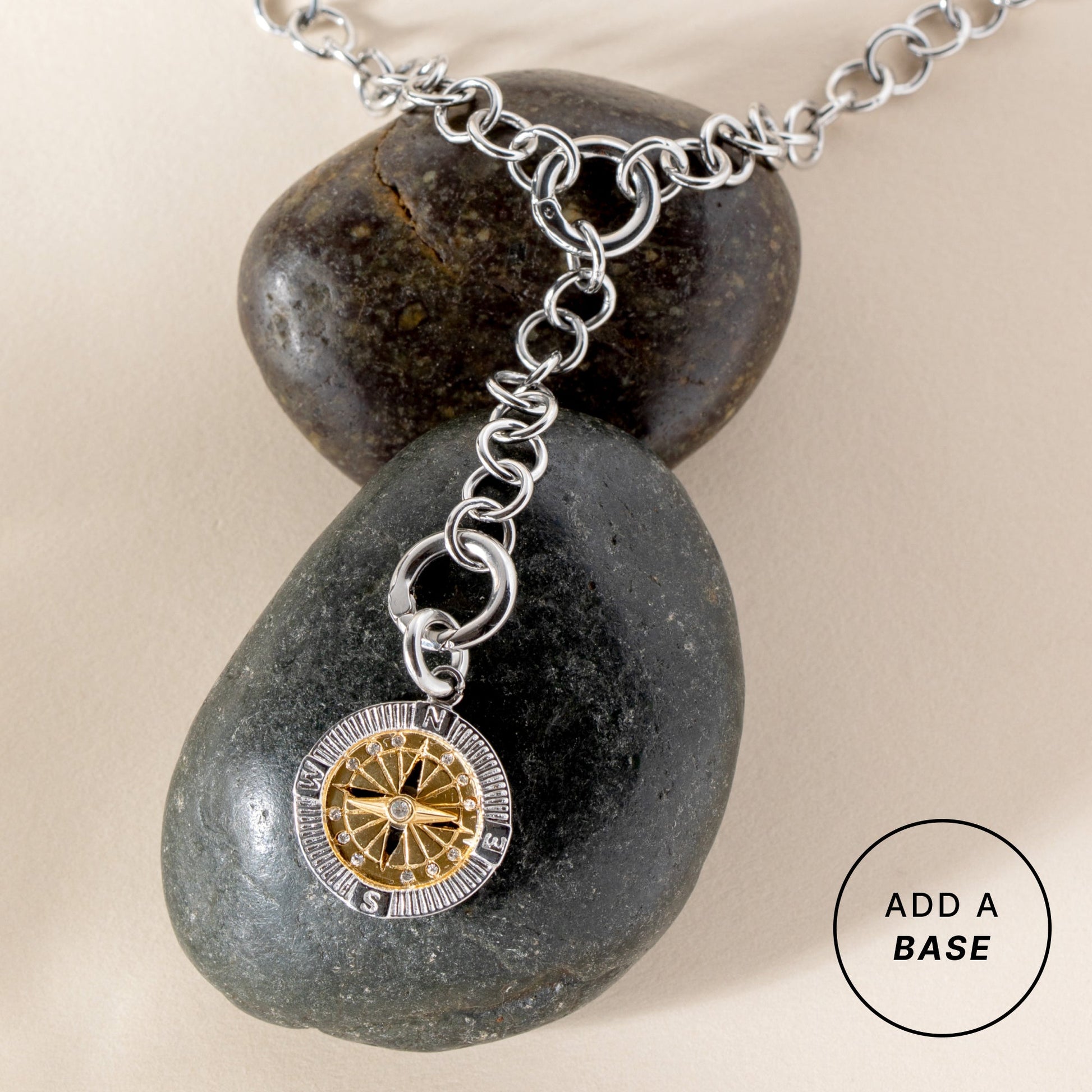 Two-Tone Compass Interchangeable Charm Two Tone - Stainless Steel