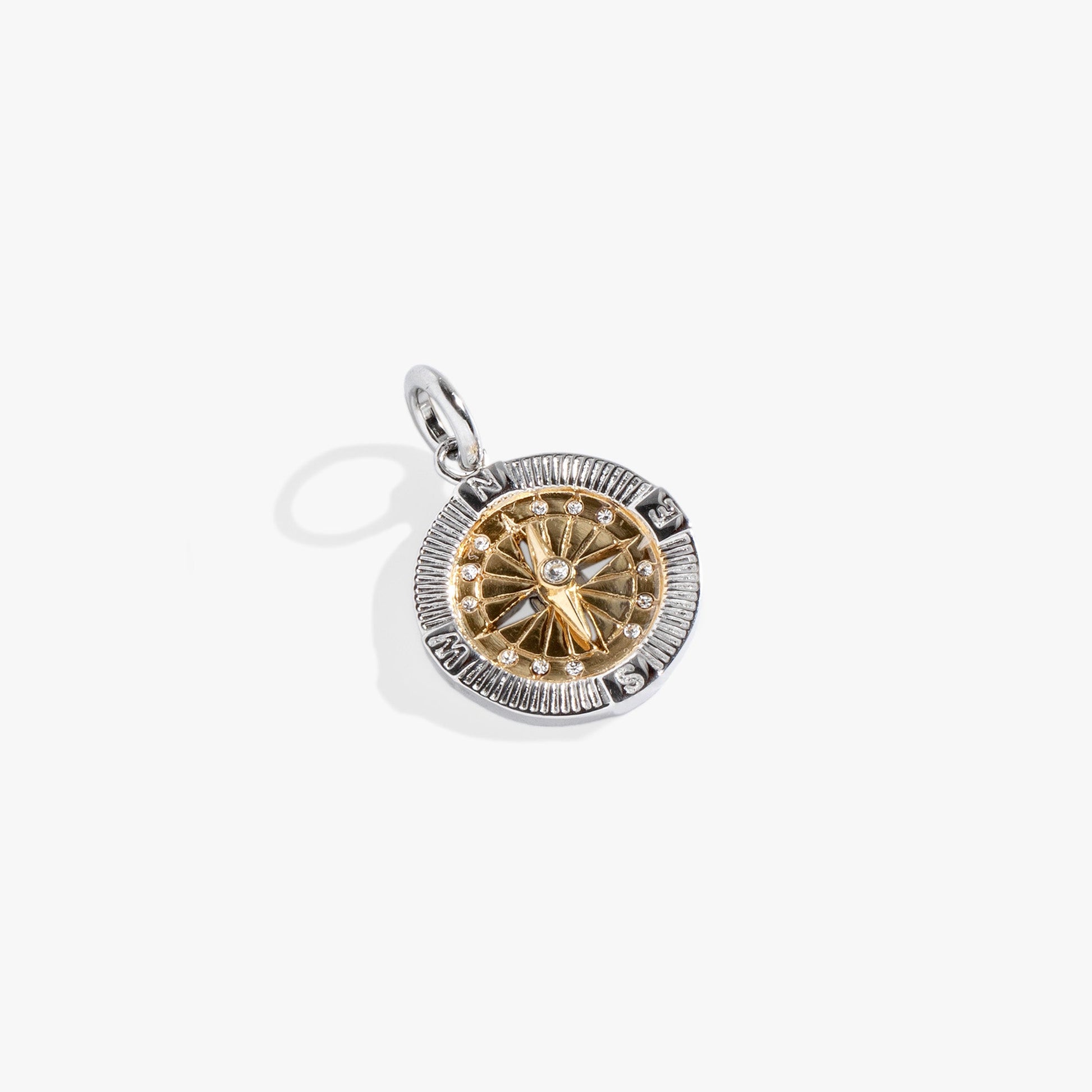 Two-Tone Compass Interchangeable Charm Two Tone - Stainless Steel