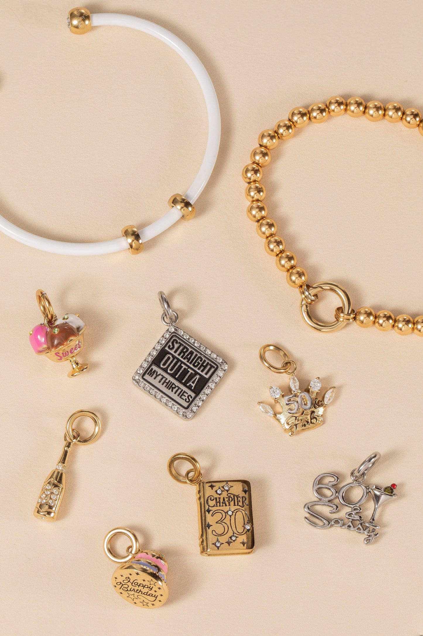 Sweet 16 Ice Cream Charm Stainless  Steel Gold