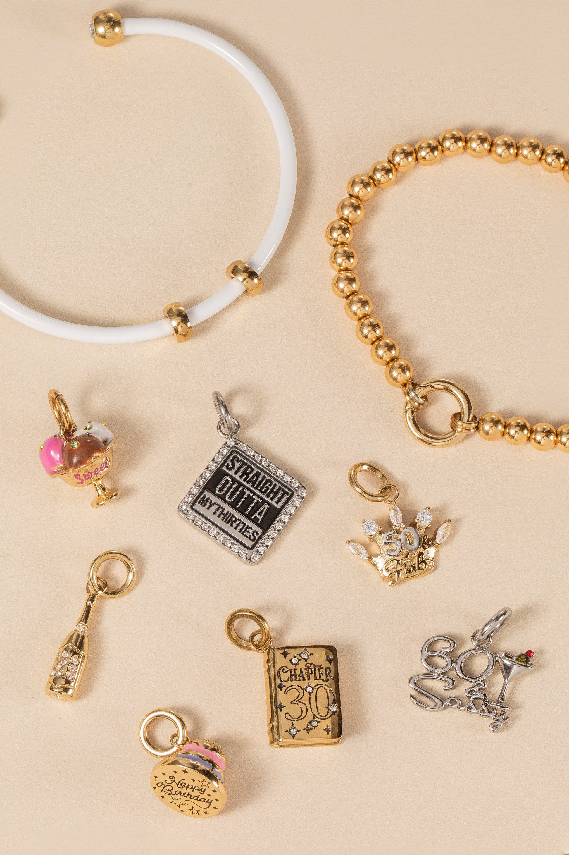 Sweet 16 Ice Cream Charm Stainless  Steel Gold