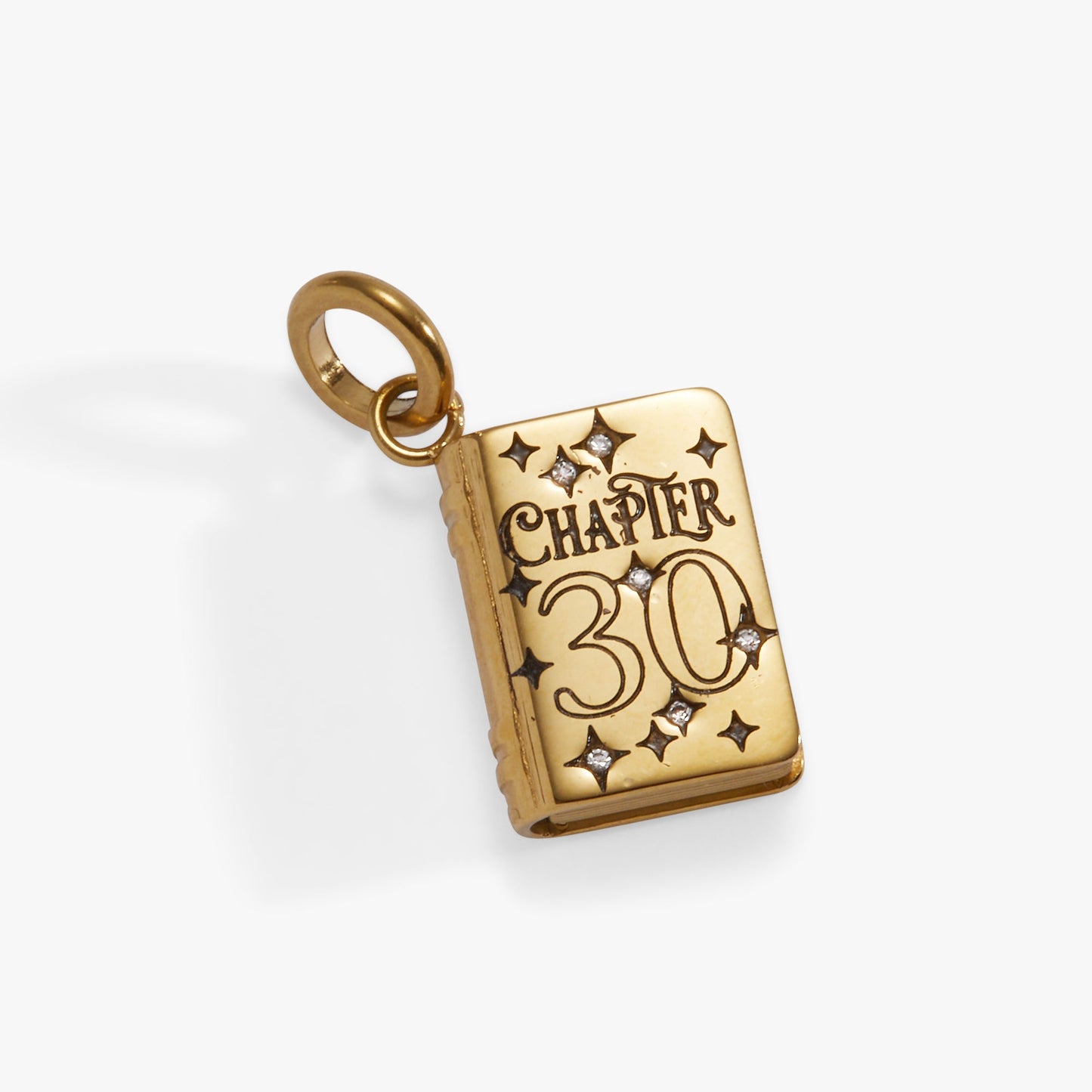 30th Chapter Book Charm Stainless  Steel Gold