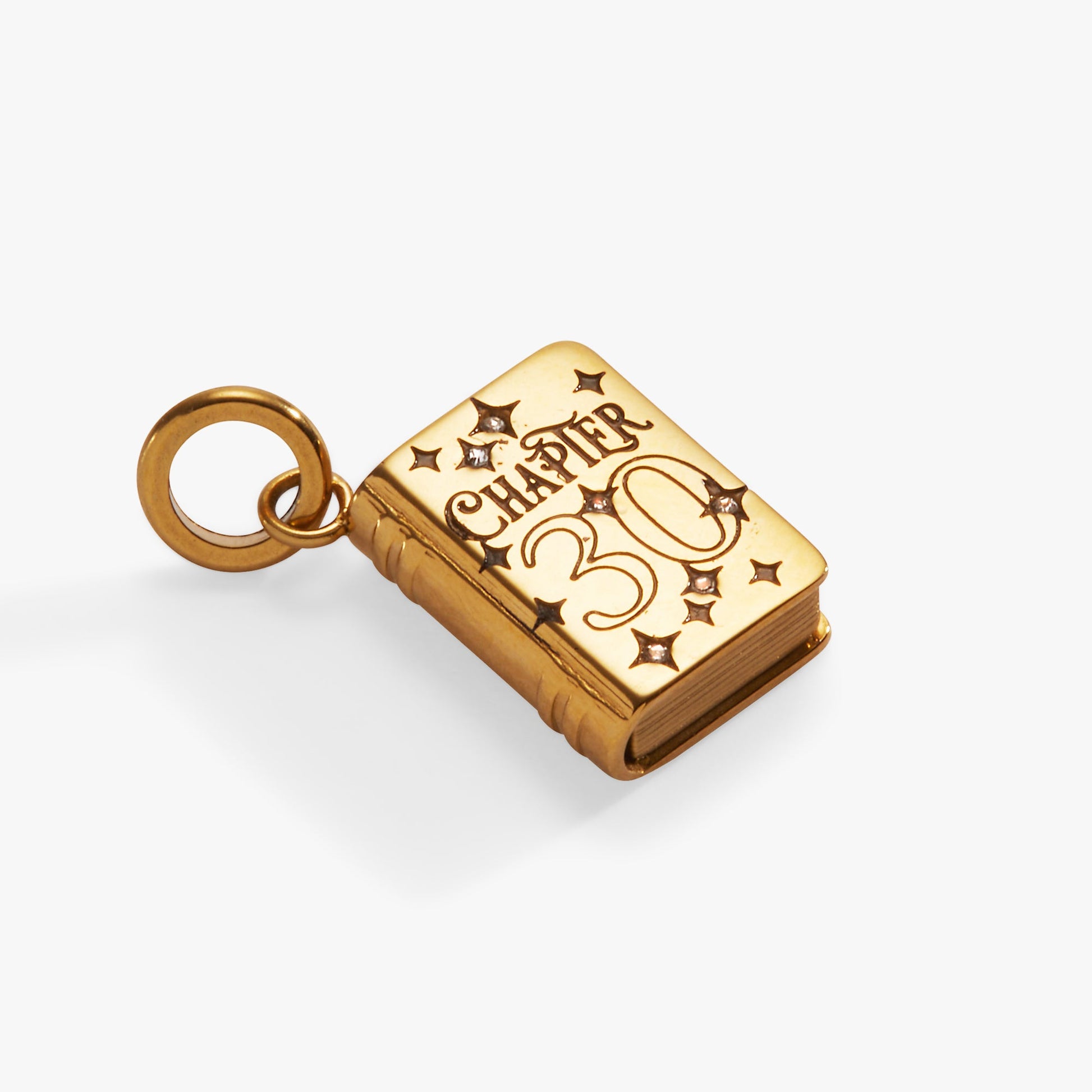 30th Chapter Book Charm Stainless  Steel Gold