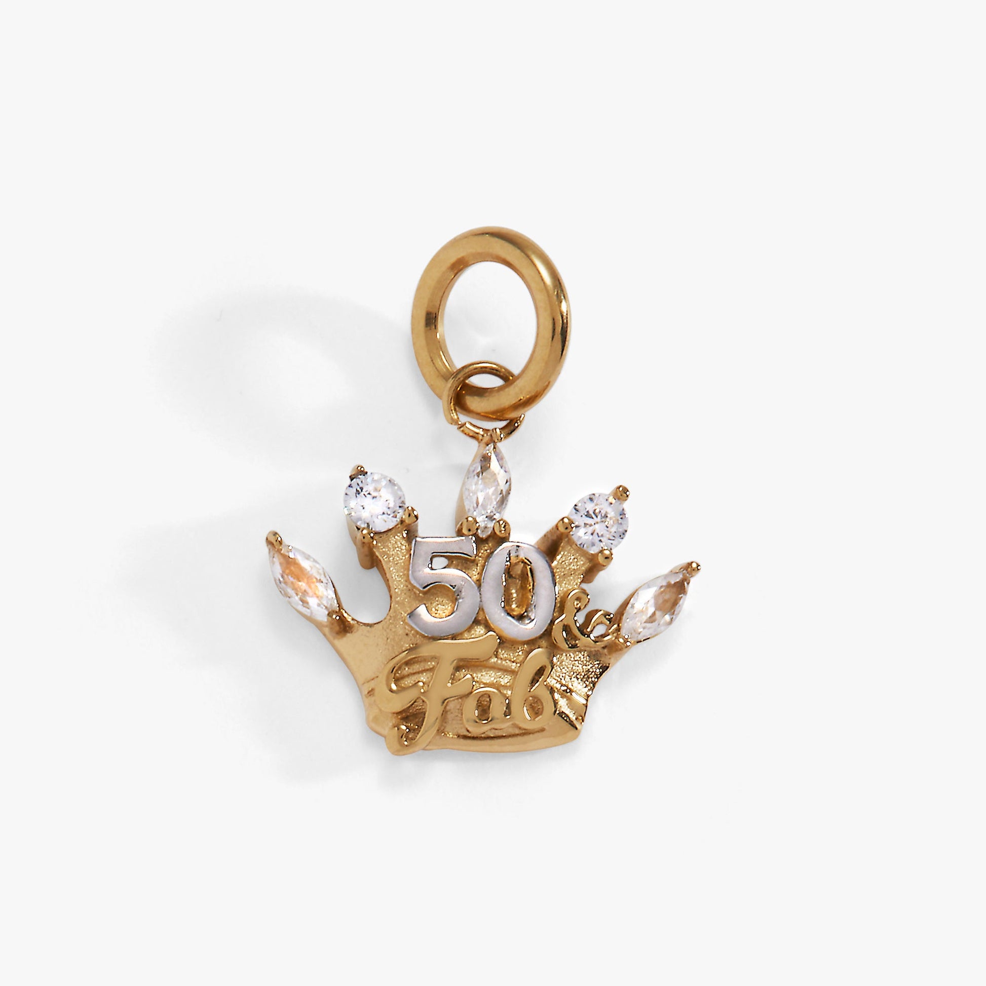 50 & Fabulous Charm Stainless  Steel Gold