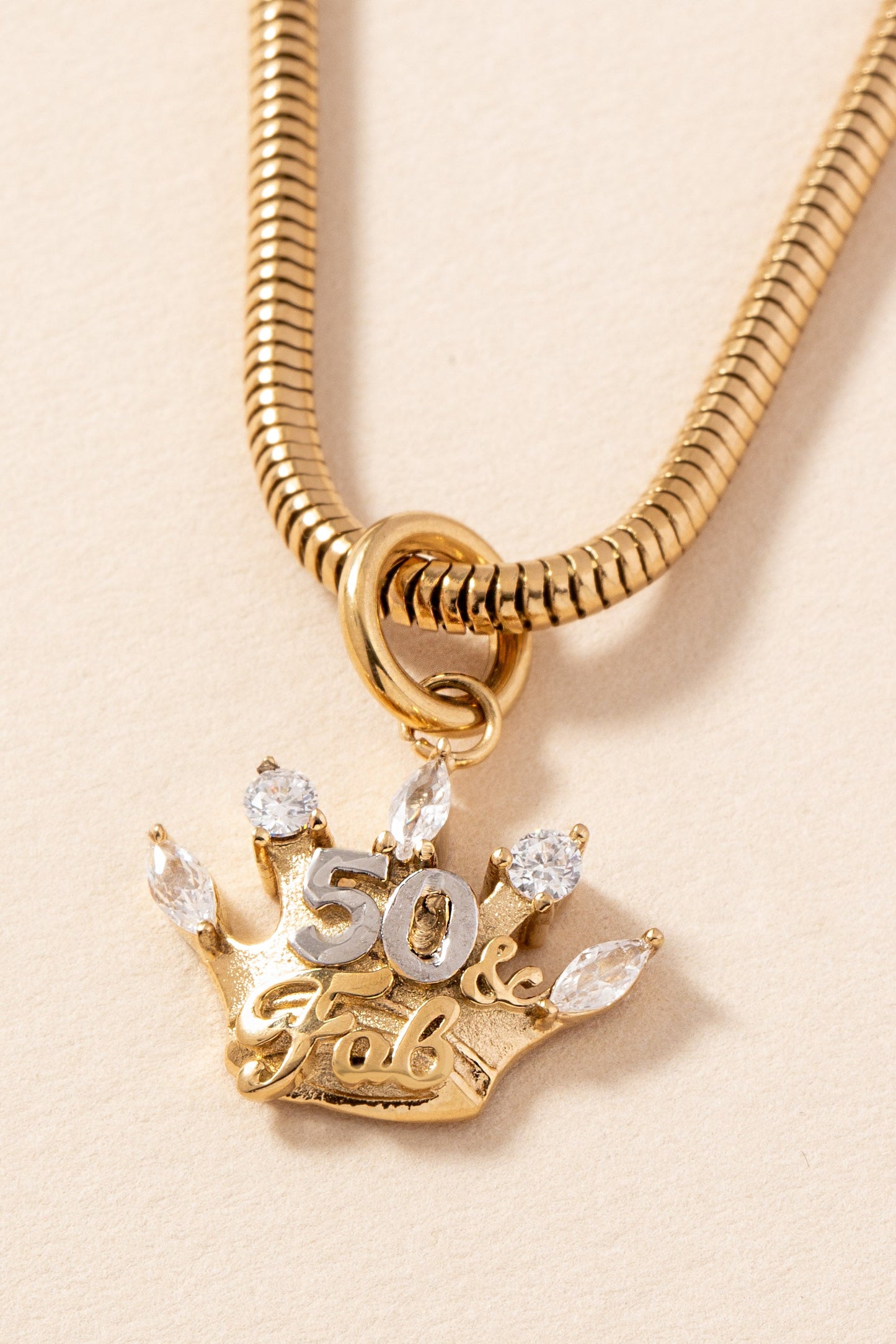 50 & Fabulous Charm Stainless  Steel Gold