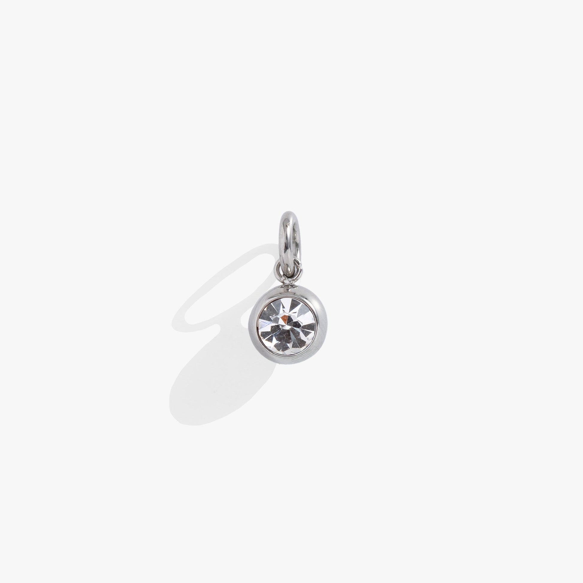 April Birthstone Interchangeable Charm Stainless Steel Silver