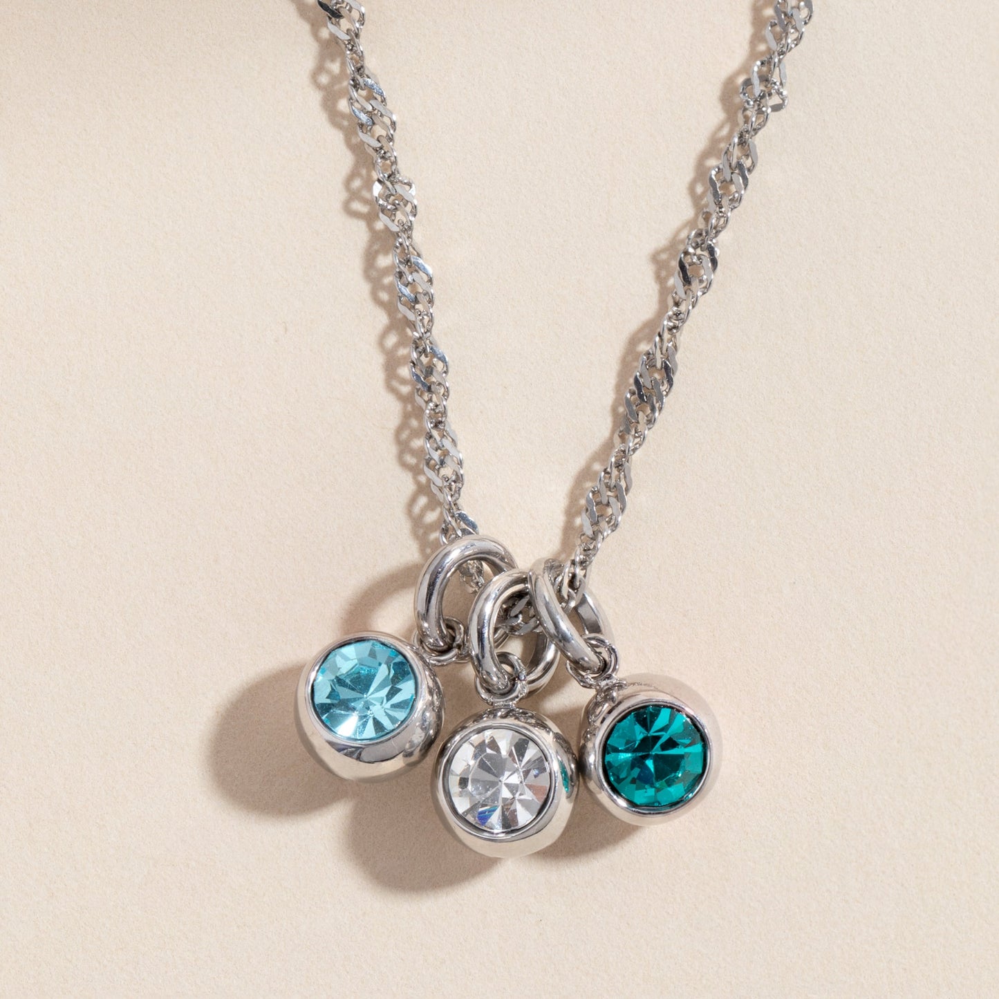 April Birthstone Interchangeable Charm Stainless Steel Silver