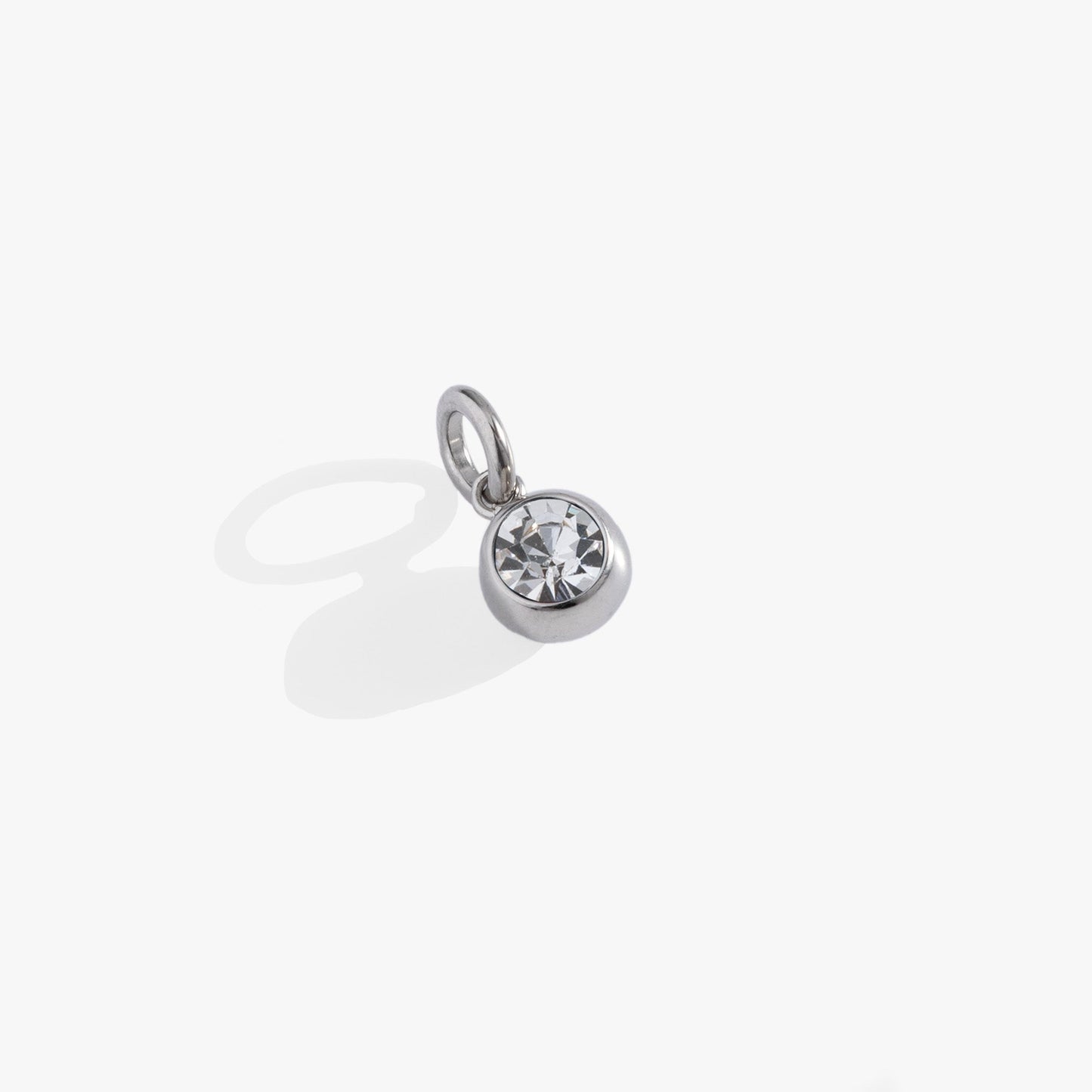 April Birthstone Interchangeable Charm Stainless Steel Silver