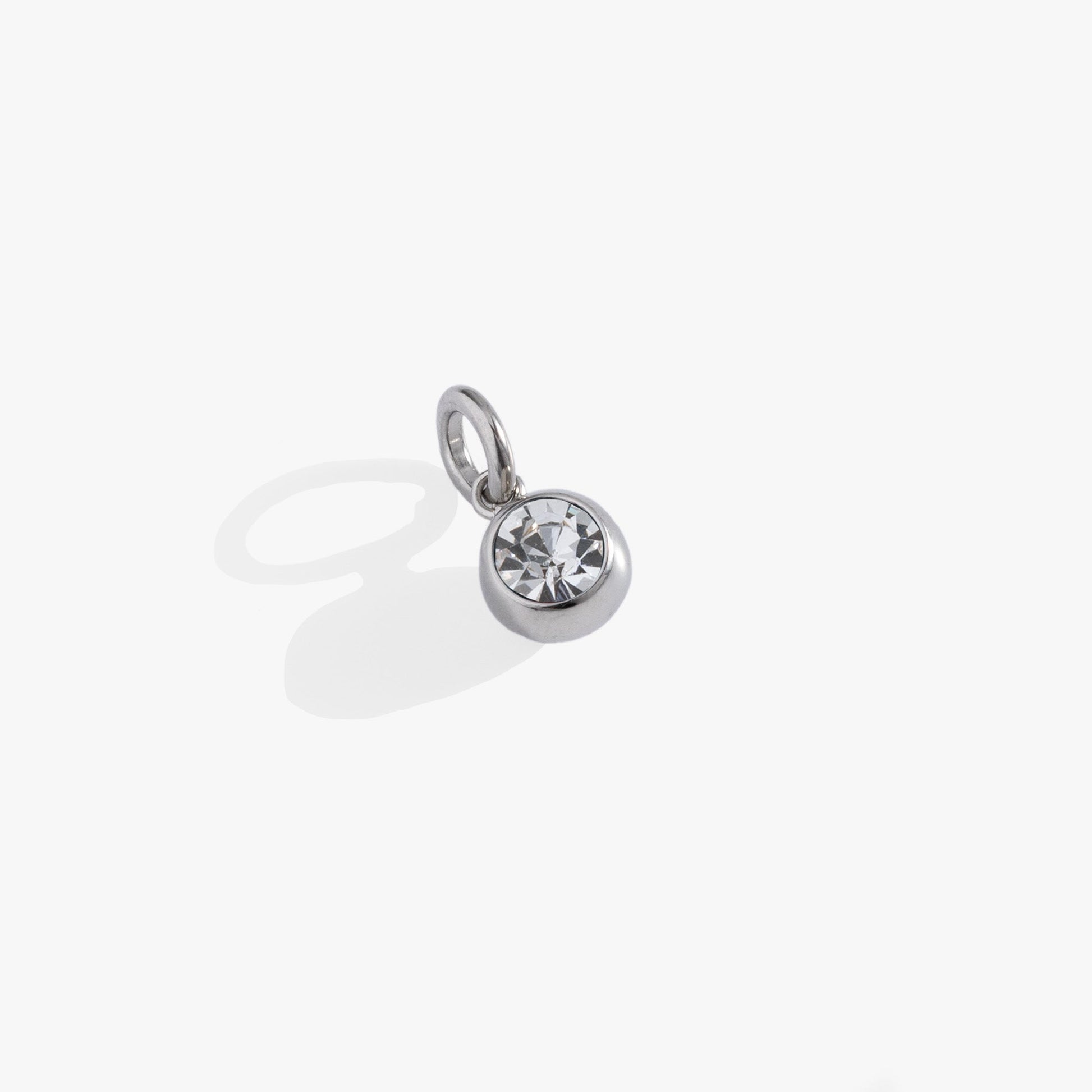 April Birthstone Interchangeable Charm Stainless Steel Silver