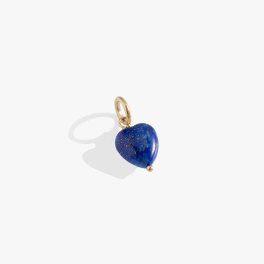 Lapis Gemstone Heart Interchangeable Charm Stainless Steel Gold