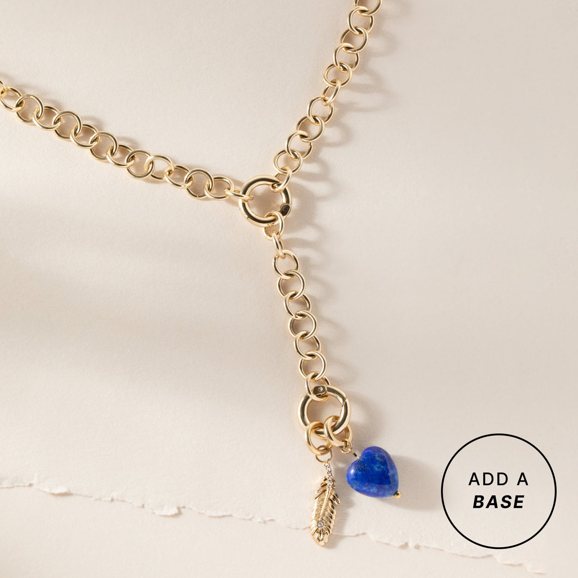 Lapis Gemstone Heart Interchangeable Charm Stainless Steel Gold