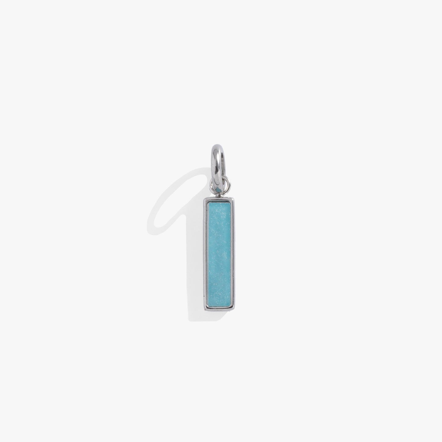Blue Quartz Gemstone Interchangeable Bar Charm Stainless Steel Silver