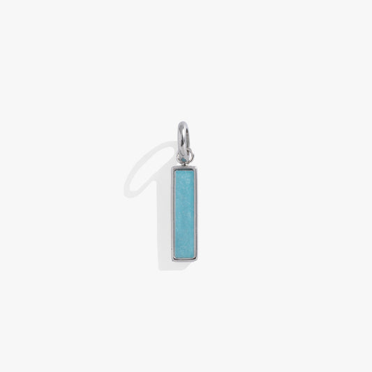 Blue Quartz Gemstone Interchangeable Bar Charm Stainless Steel Silver