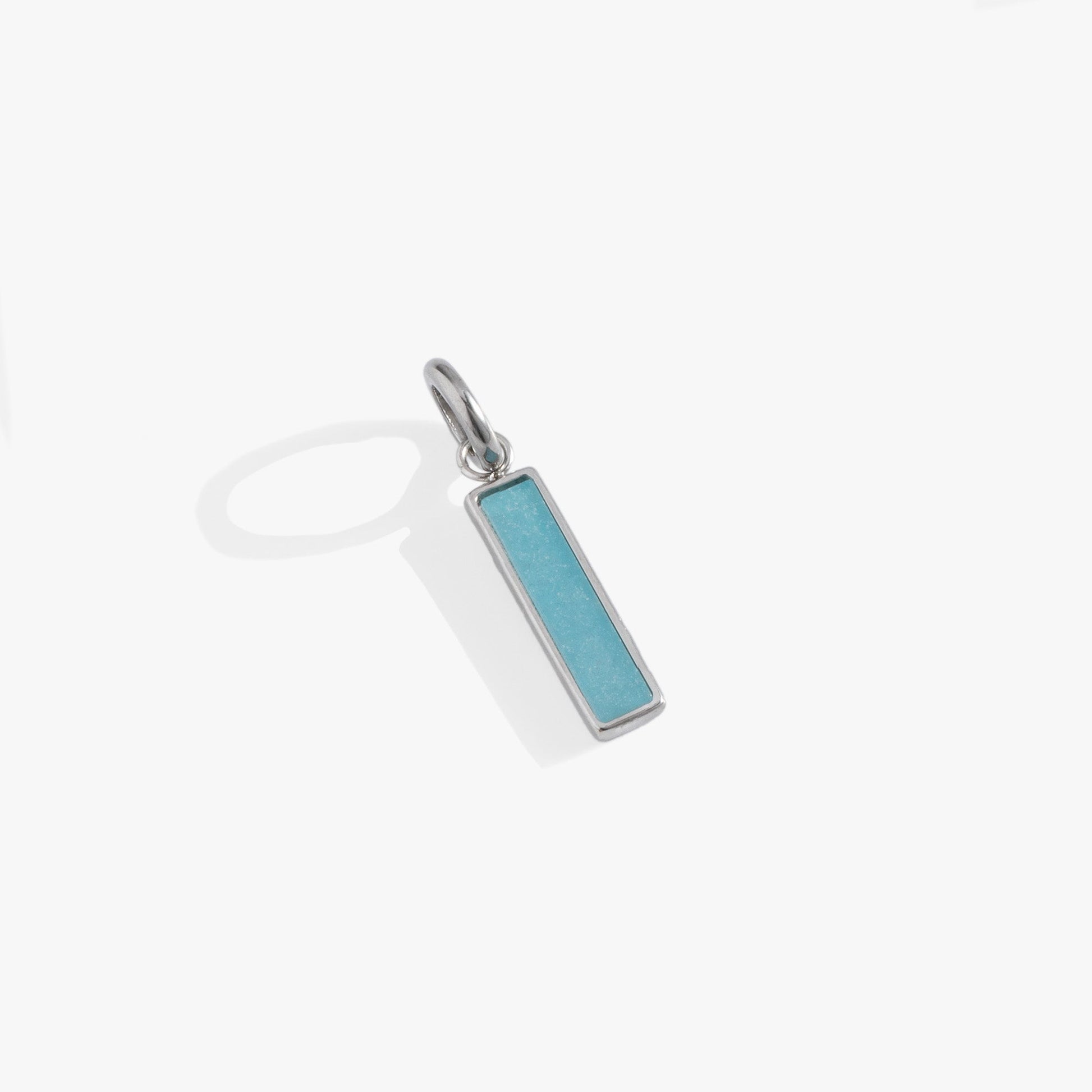 Blue Quartz Gemstone Interchangeable Bar Charm Stainless Steel Silver