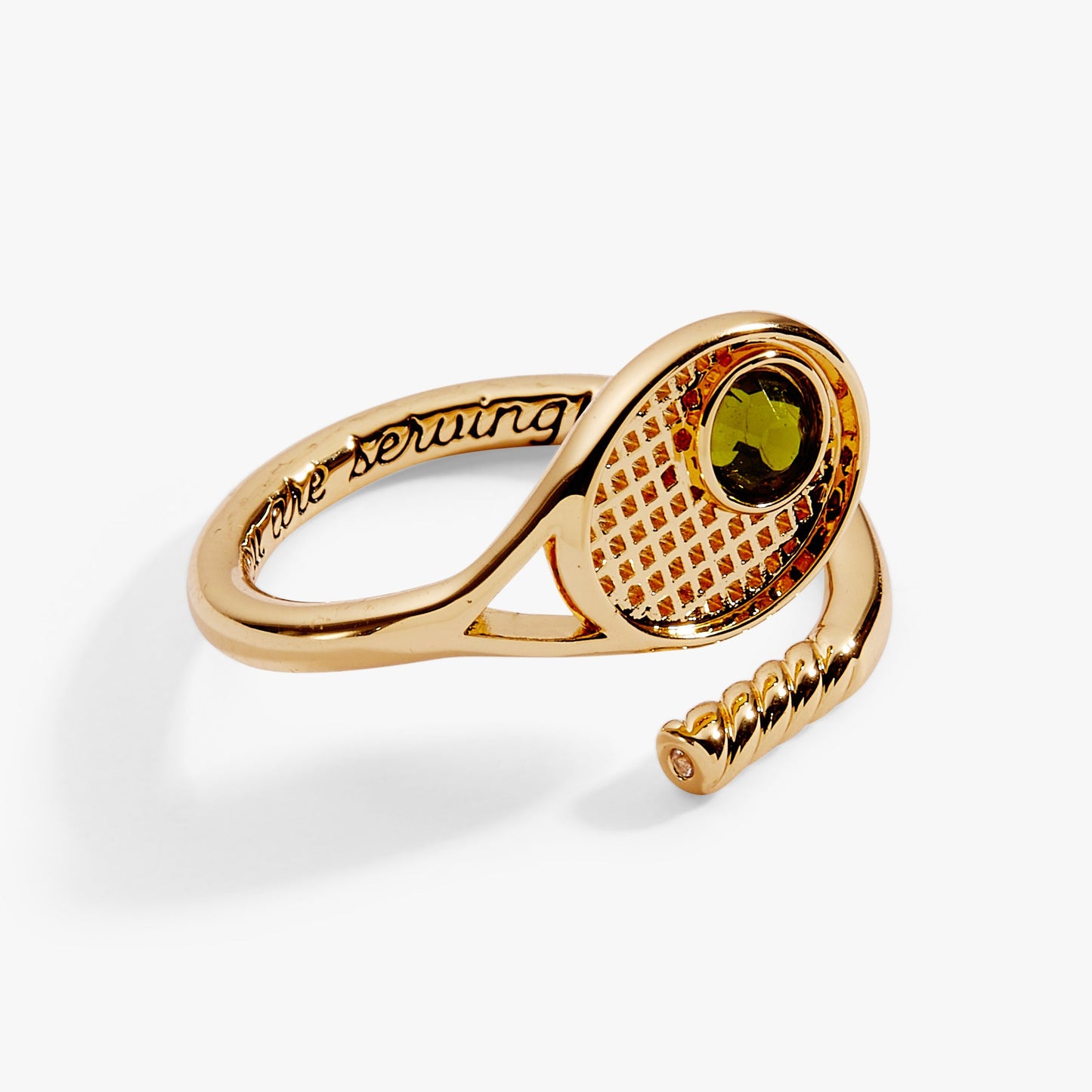 Tennis Racket 'You Are Serving' Wrap Ring Gold