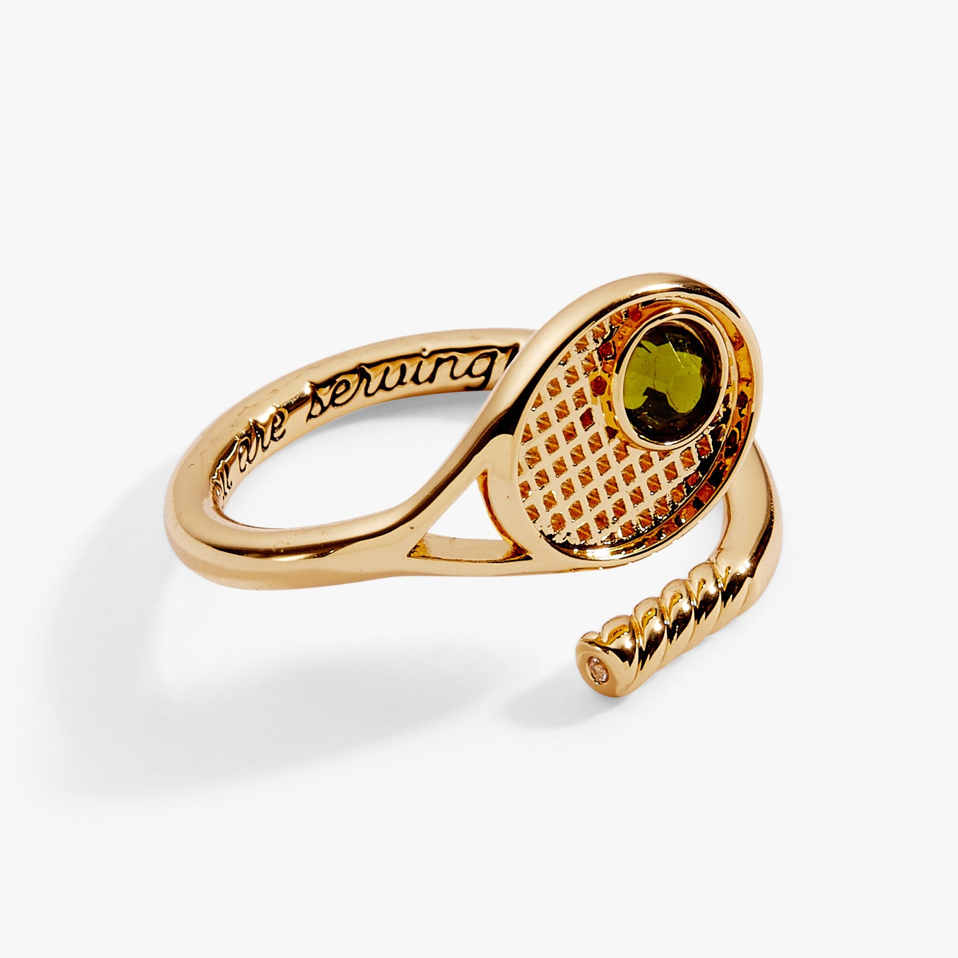 Tennis Racket 'You Are Serving' Wrap Ring Gold