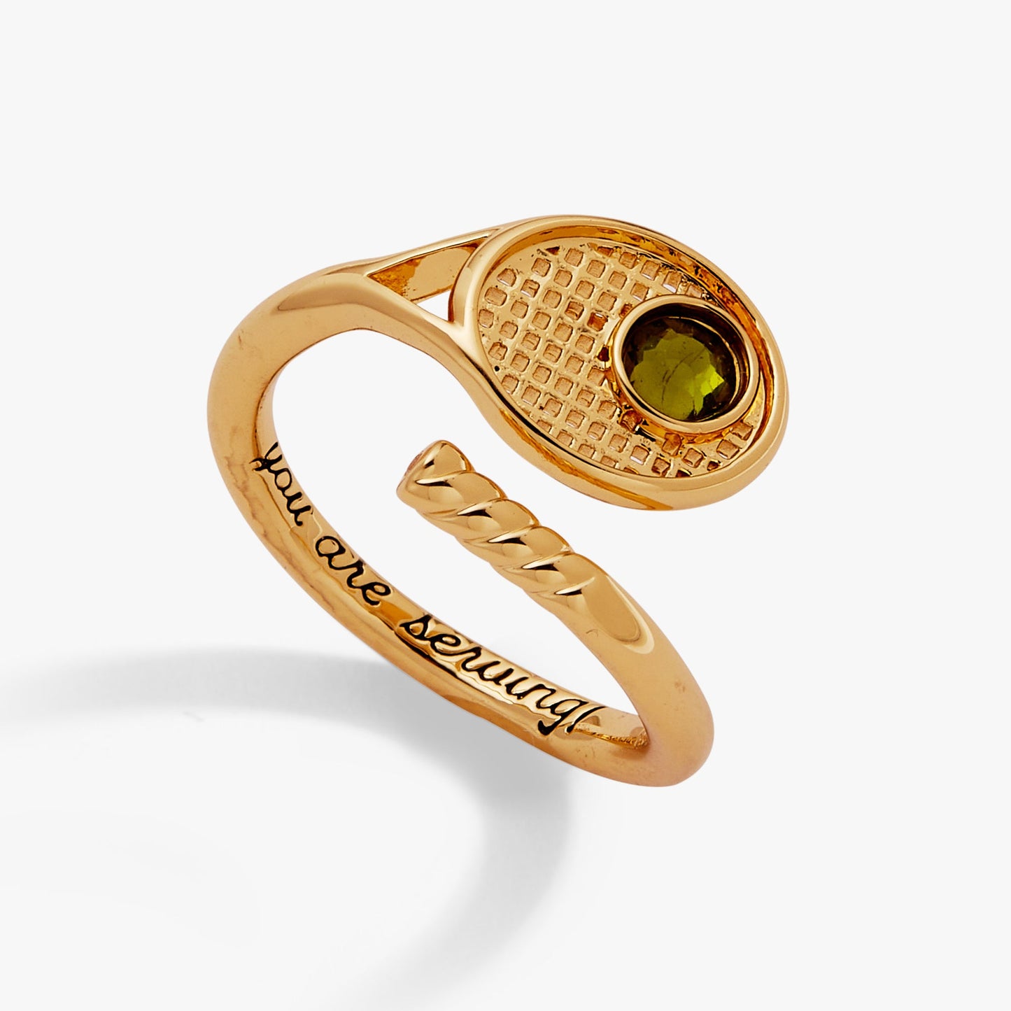 Tennis Racket 'You Are Serving' Wrap Ring Gold