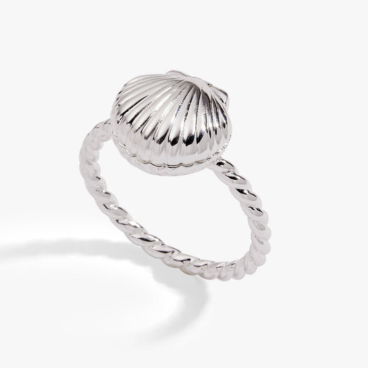 Salt + Sea 'Seashells Are Love Letters In The Sand' Locket Ring Silver