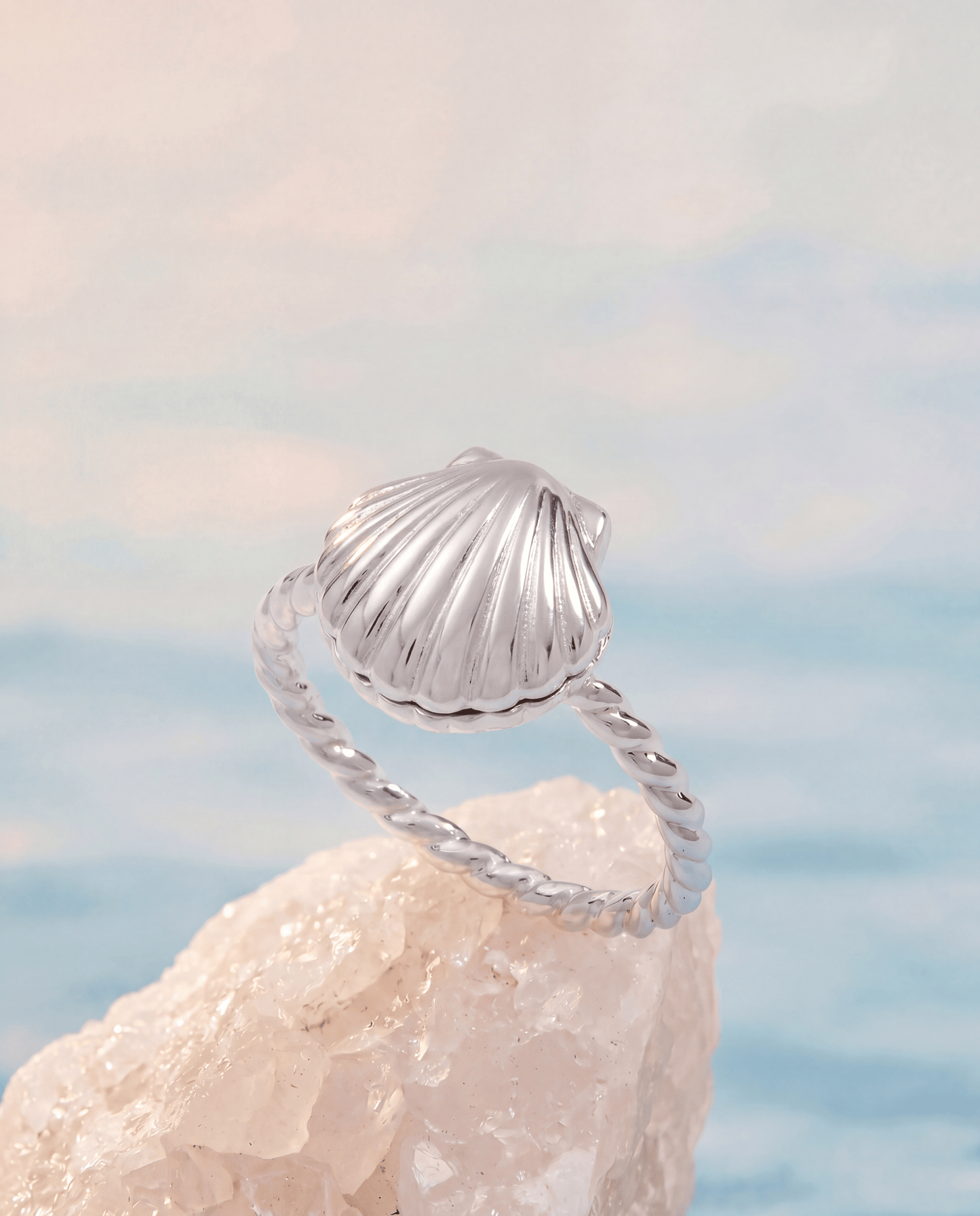 Salt + Sea 'Seashells Are Love Letters In The Sand' Locket Ring Silver
