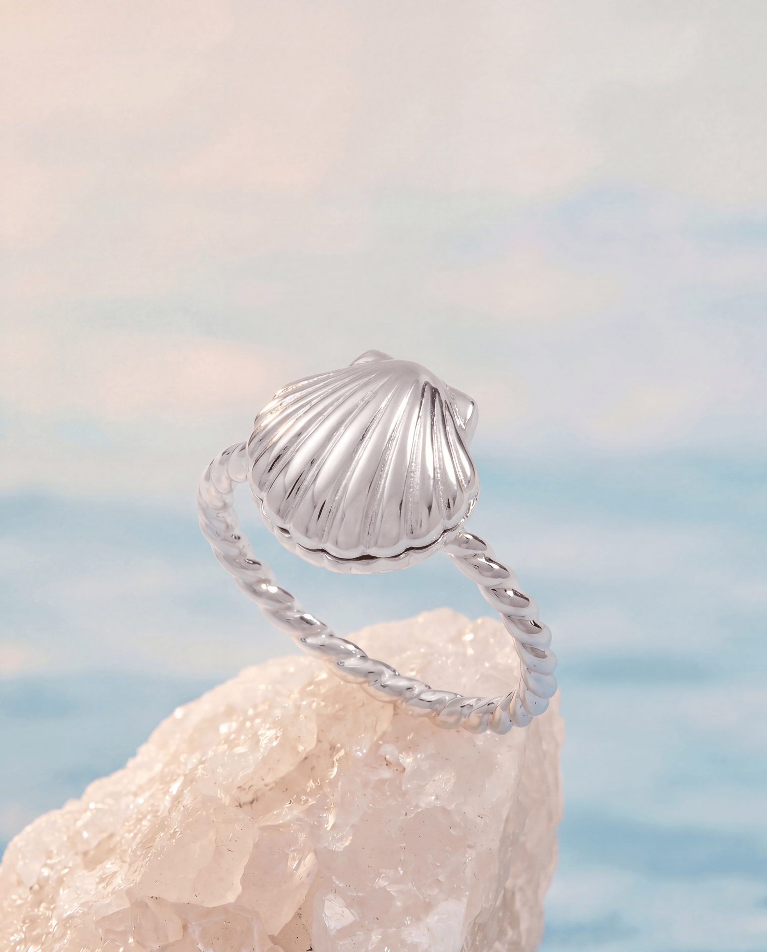 Salt + Sea 'Seashells Are Love Letters In The Sand' Locket Ring Silver