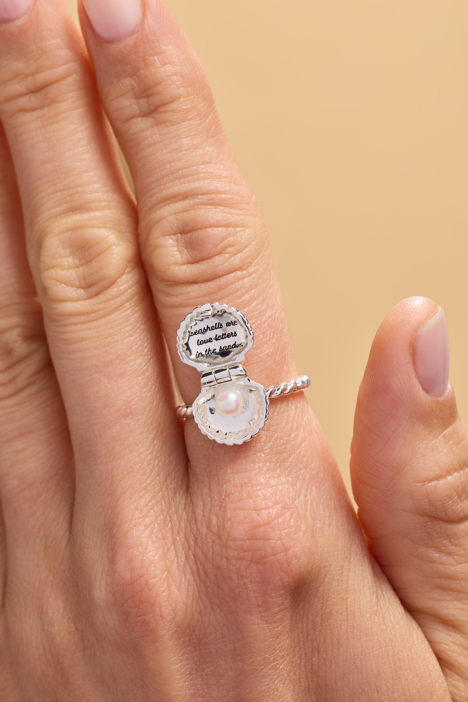 Salt + Sea 'Seashells Are Love Letters In The Sand' Locket Ring Silver
