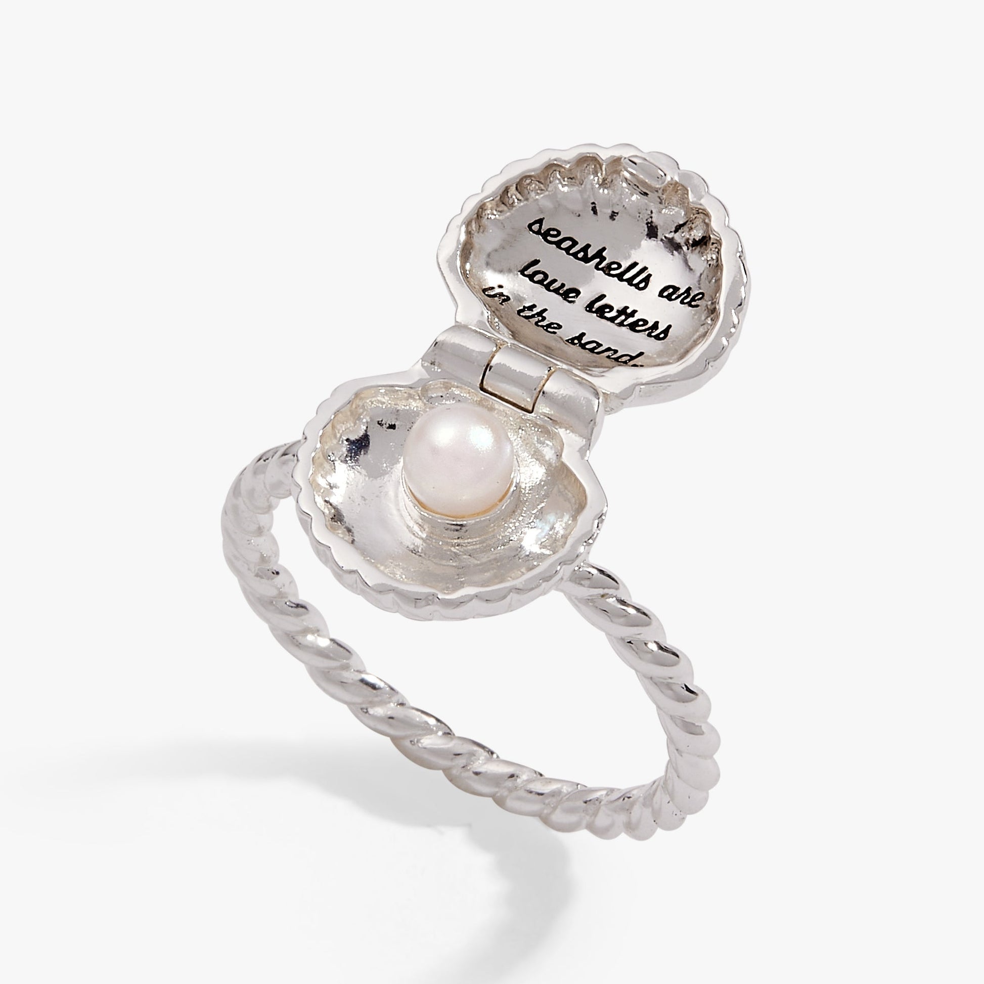 Salt + Sea 'Seashells Are Love Letters In The Sand' Locket Ring Silver
