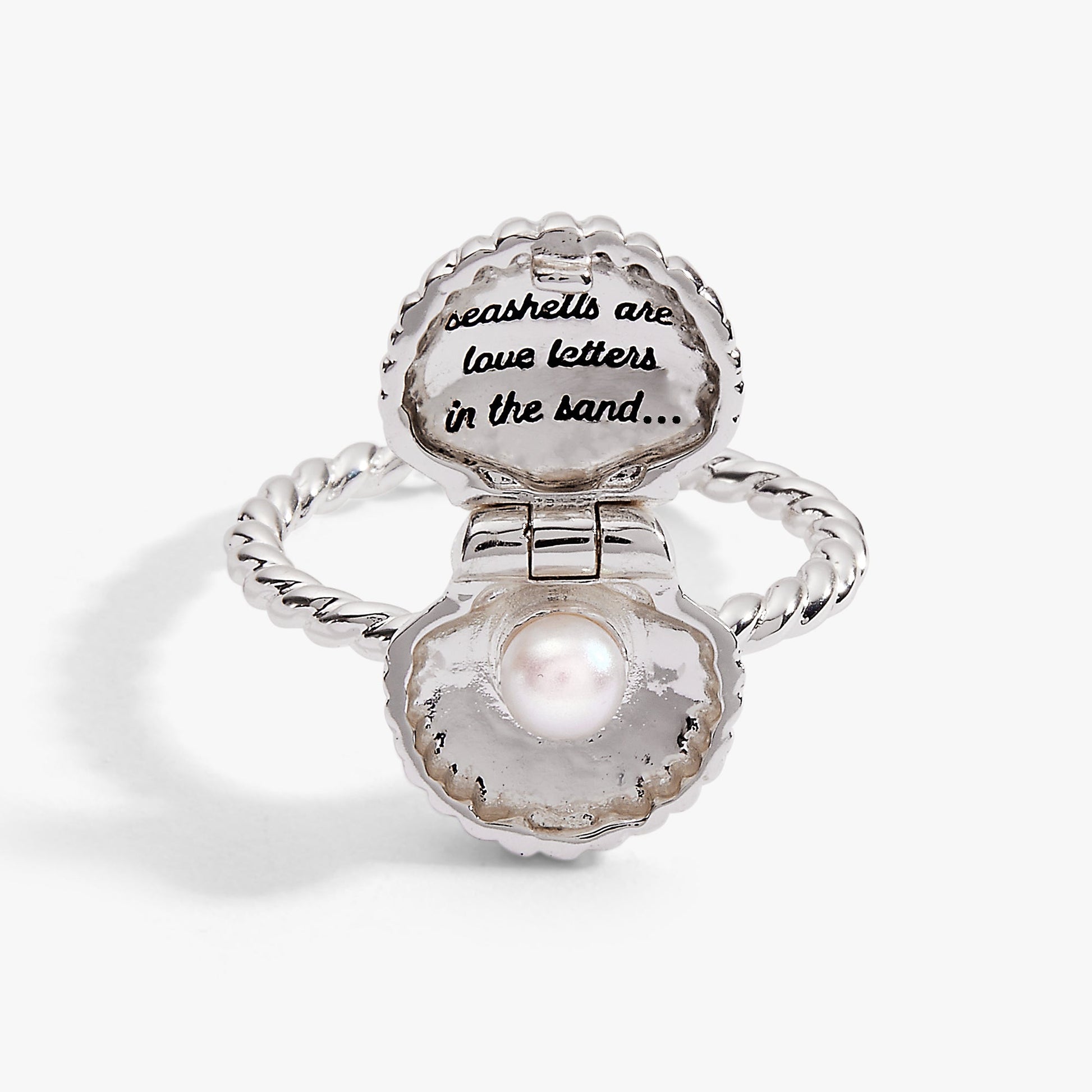 Salt + Sea 'Seashells Are Love Letters In The Sand' Locket Ring Silver