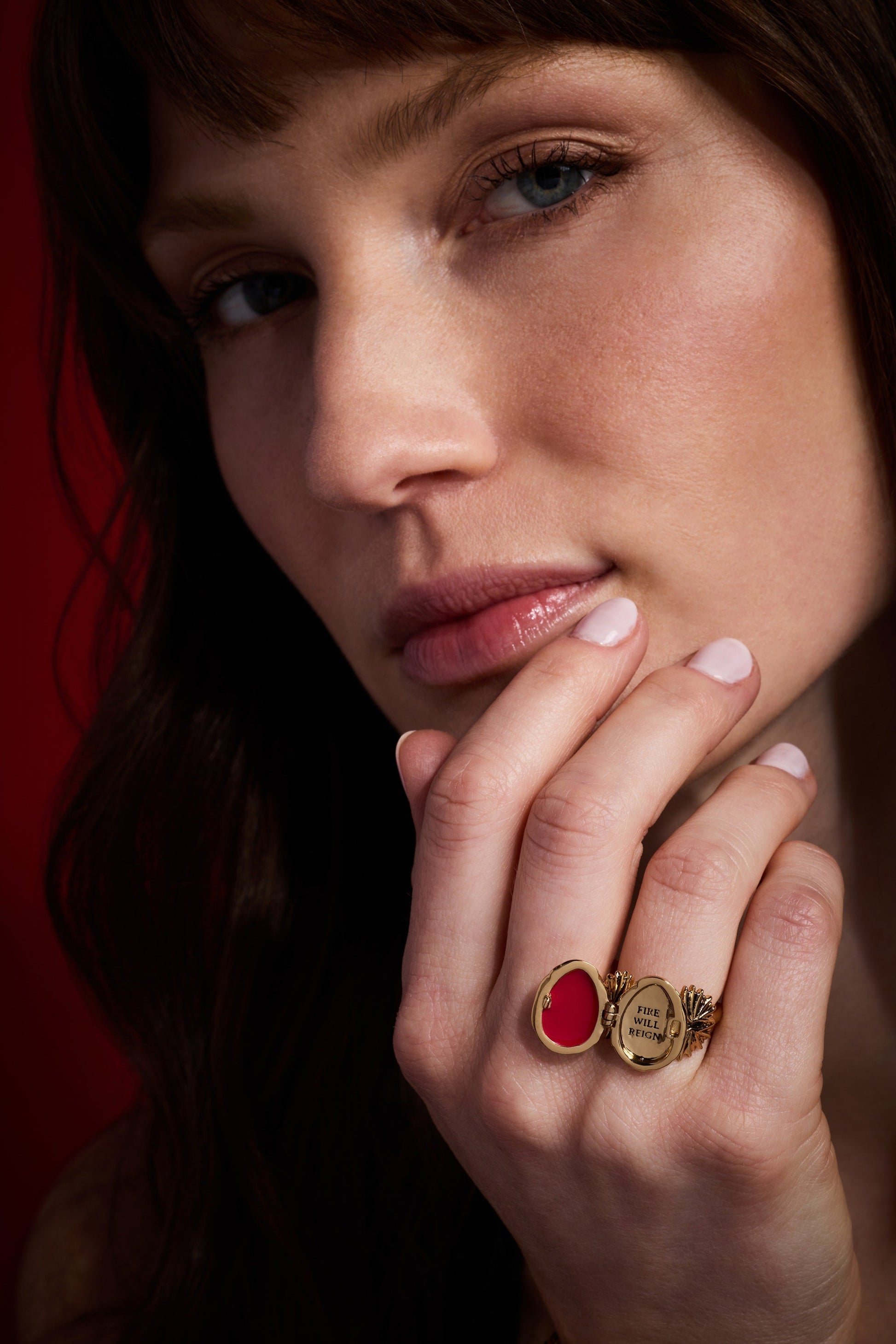 HOUSE OF THE DRAGON™ 'Fire Will Reign' Dragon Egg Locket Ring Gold