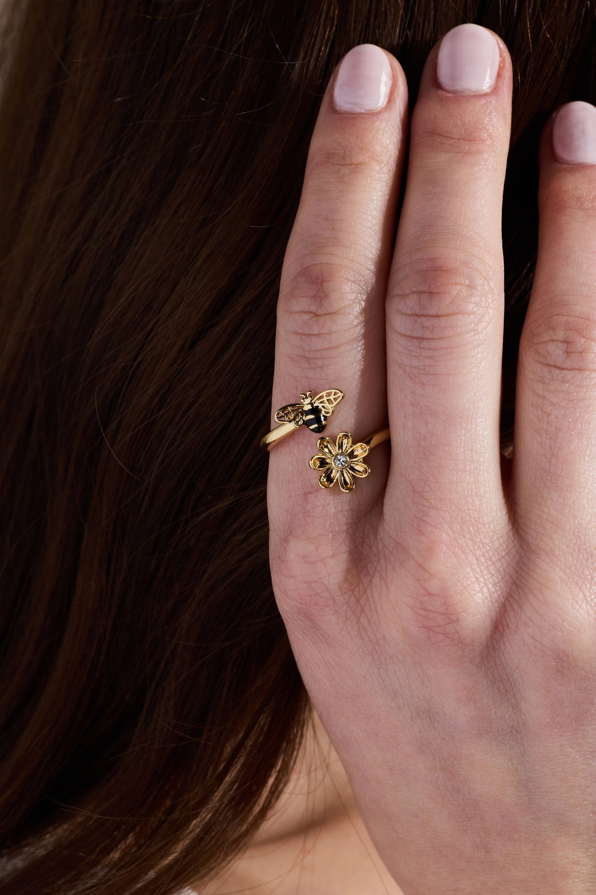 Bee & Daisy Wrap Ring Gold