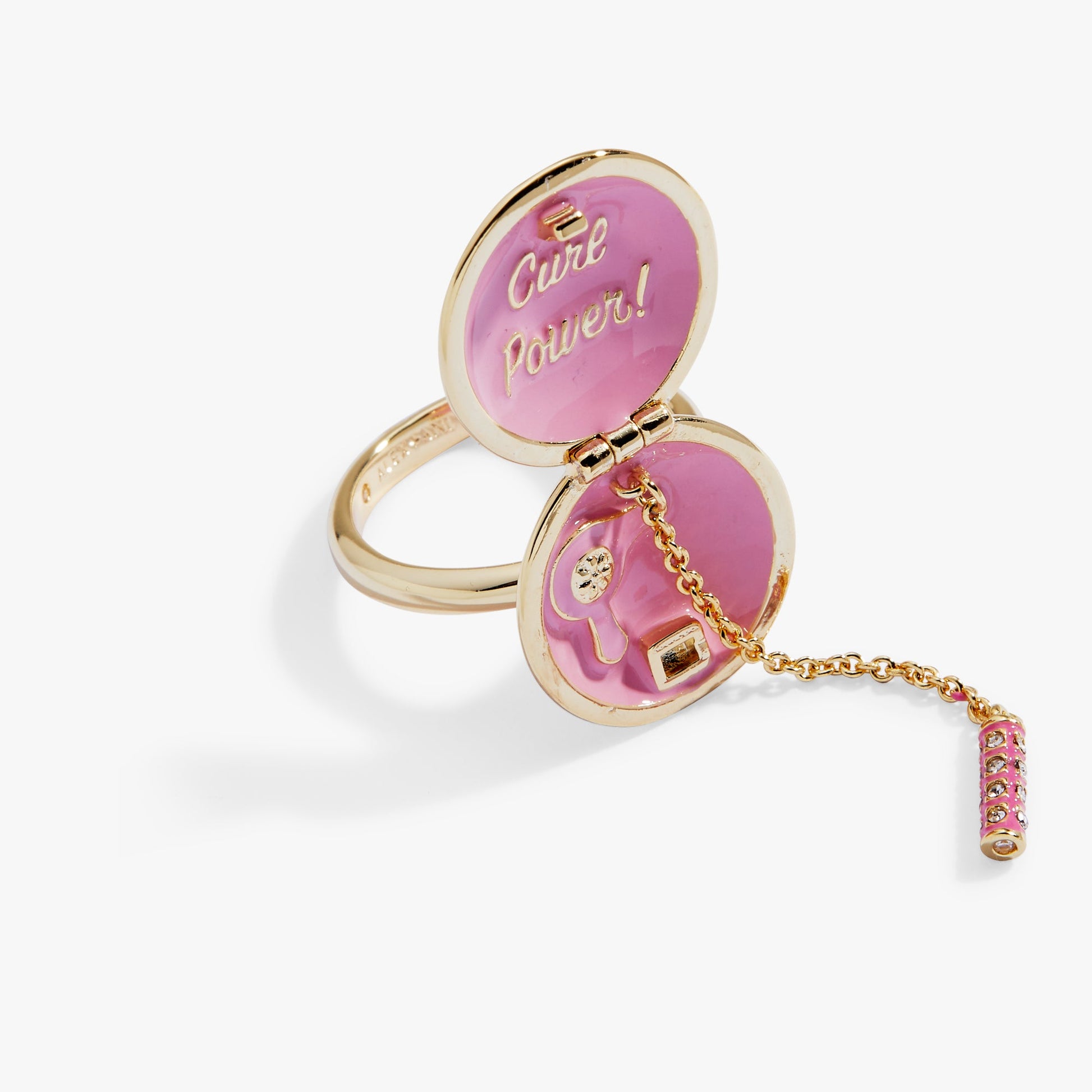 60s Hair Dryer Hair Dryer & Curler Locket Ring Gold