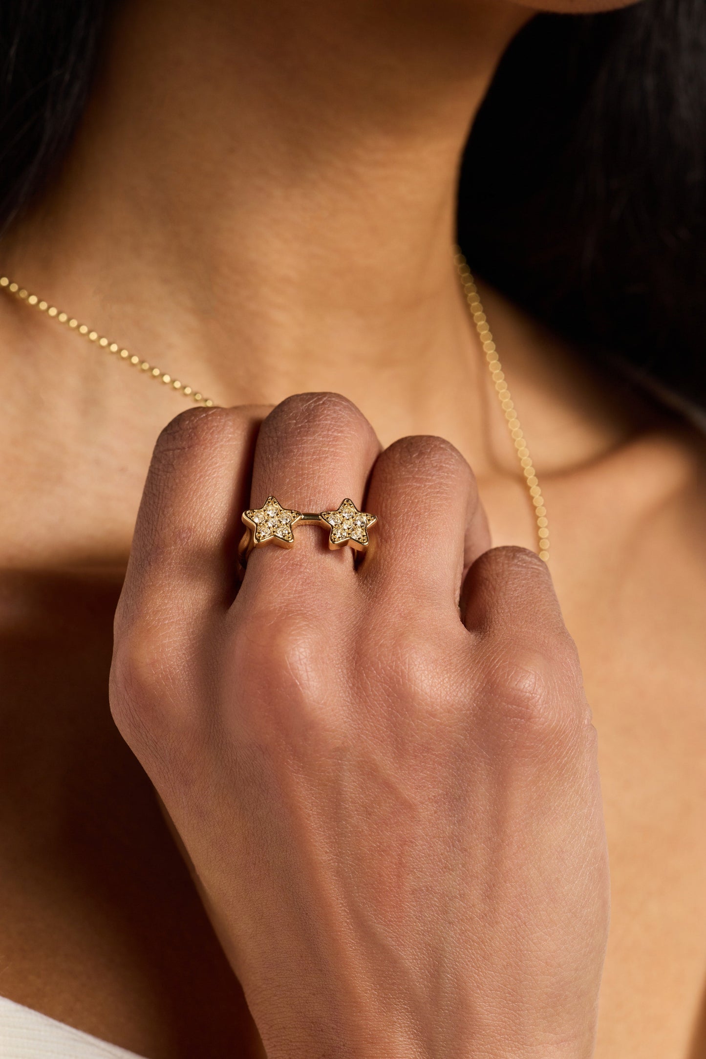 70s Star Glasses Ring Gold