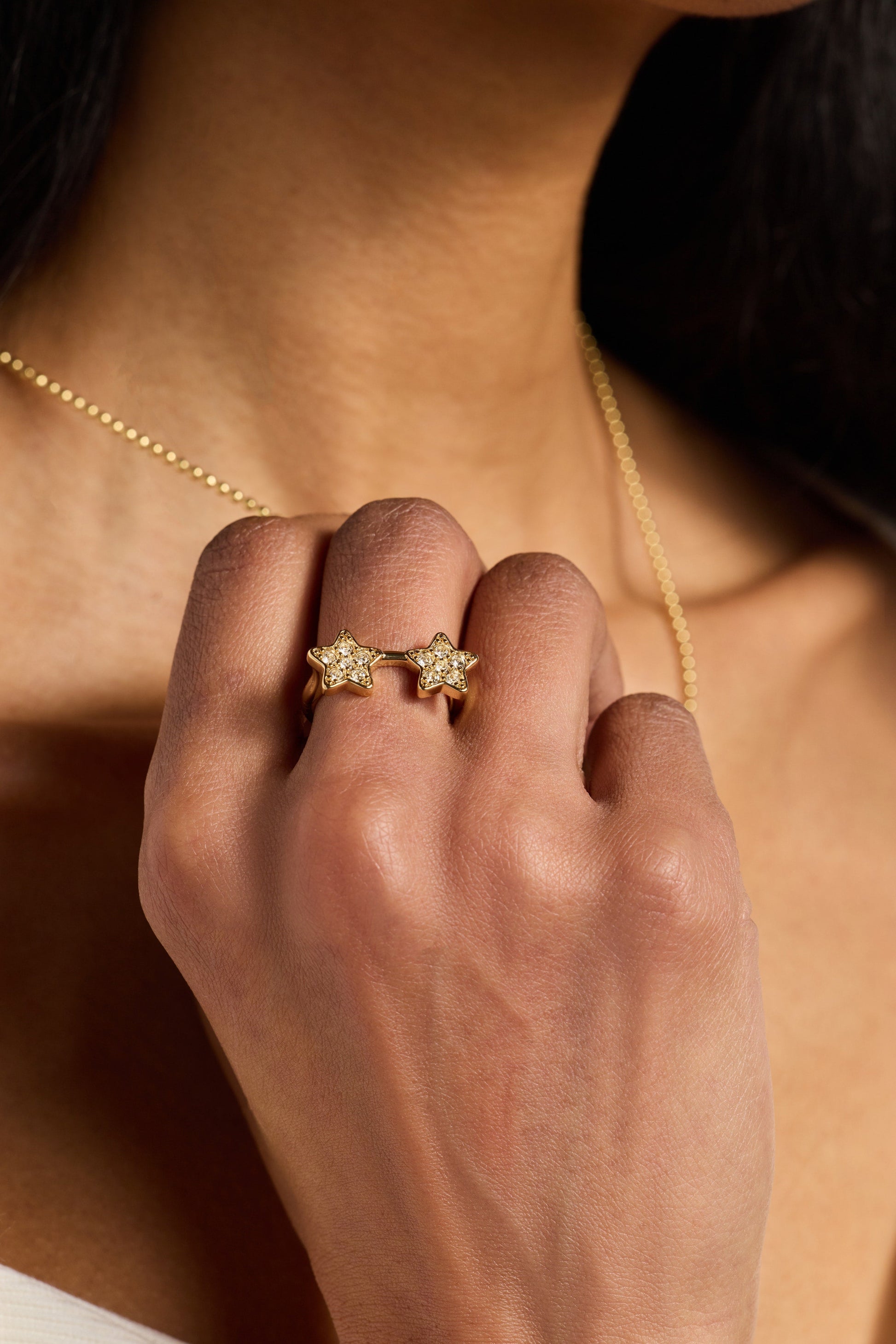 70s Star Glasses Ring Gold
