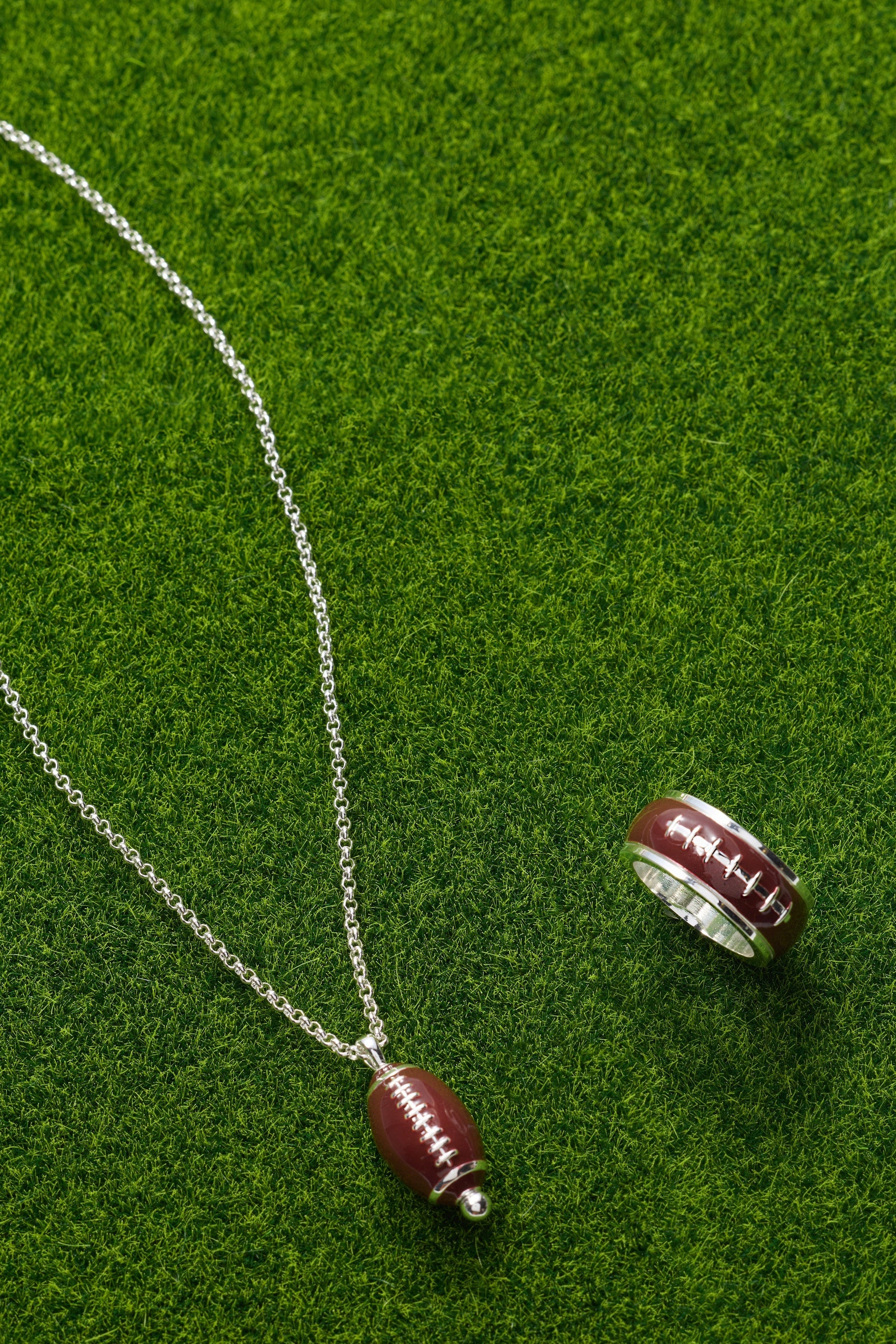 Football Fidget Ring Silver