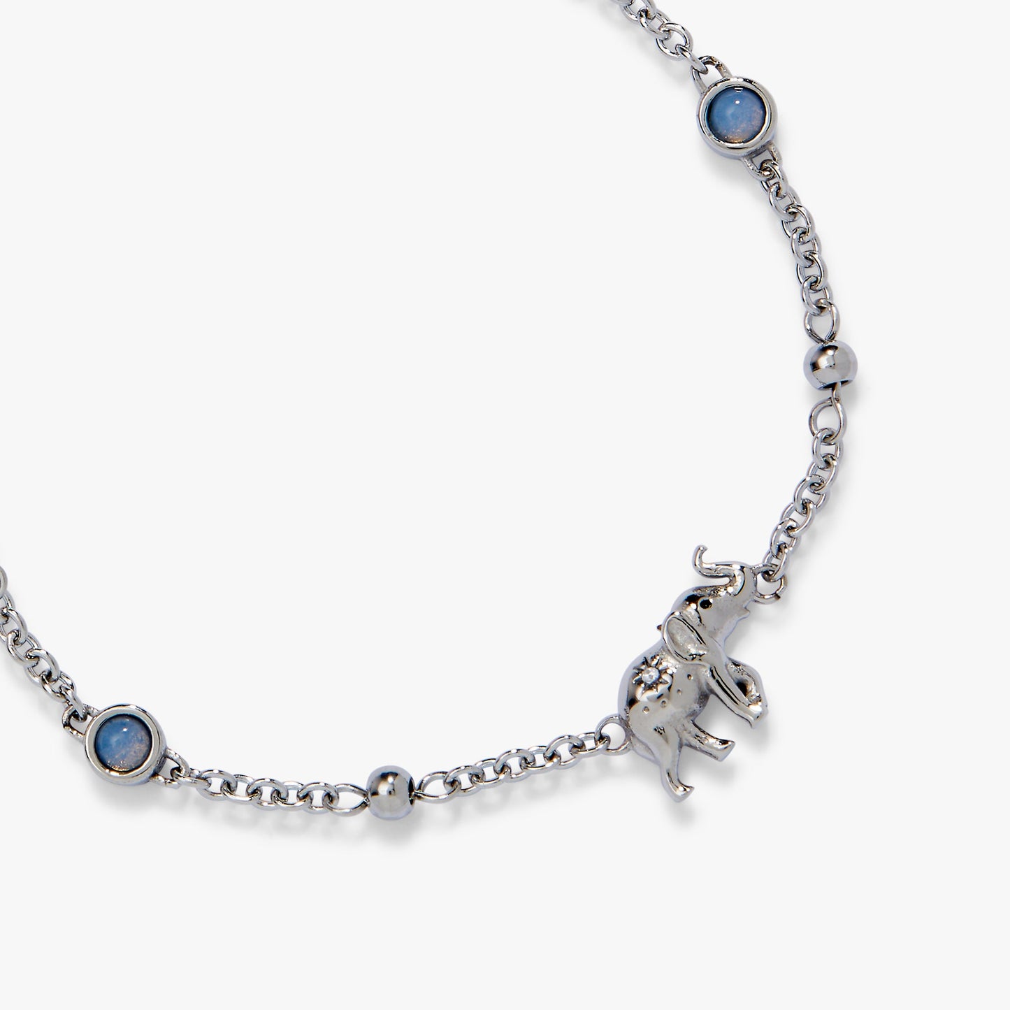 Elephant Inline Charm Anklet Stainless Steel Silver