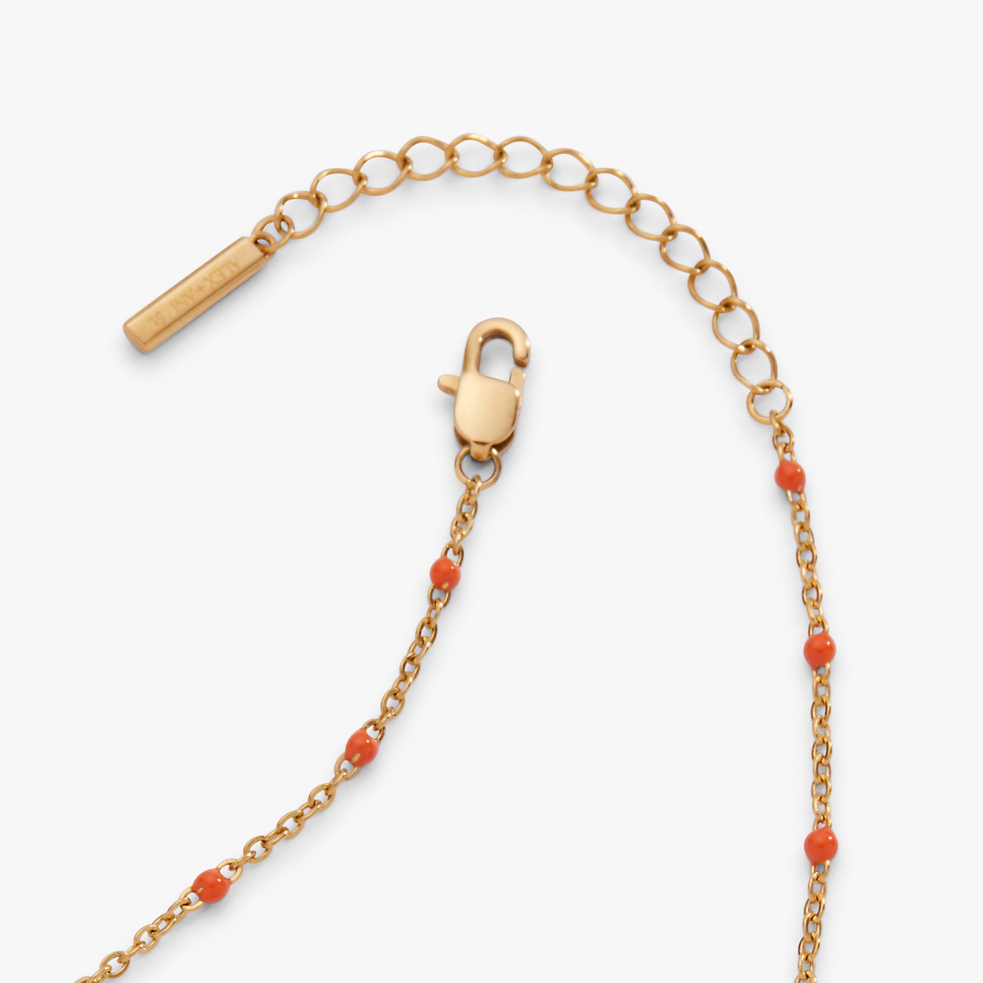 Coral Enameled Chain Coin Station Anklet Stainless Steel Gold