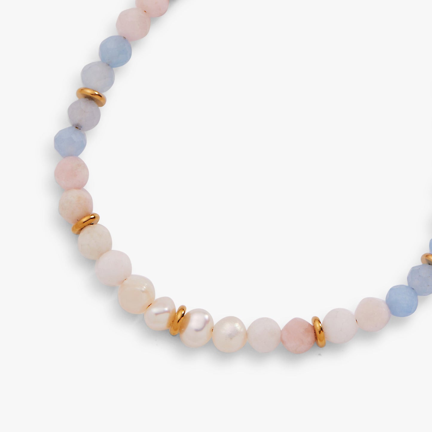Sandy Peach Ombre Semi-Precious Beaded Anklet Stainless Steel Gold