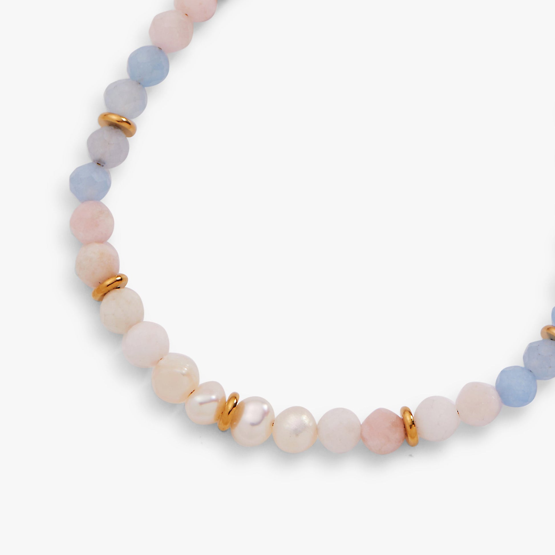 Sandy Peach Ombre Semi-Precious Beaded Anklet Stainless Steel Gold