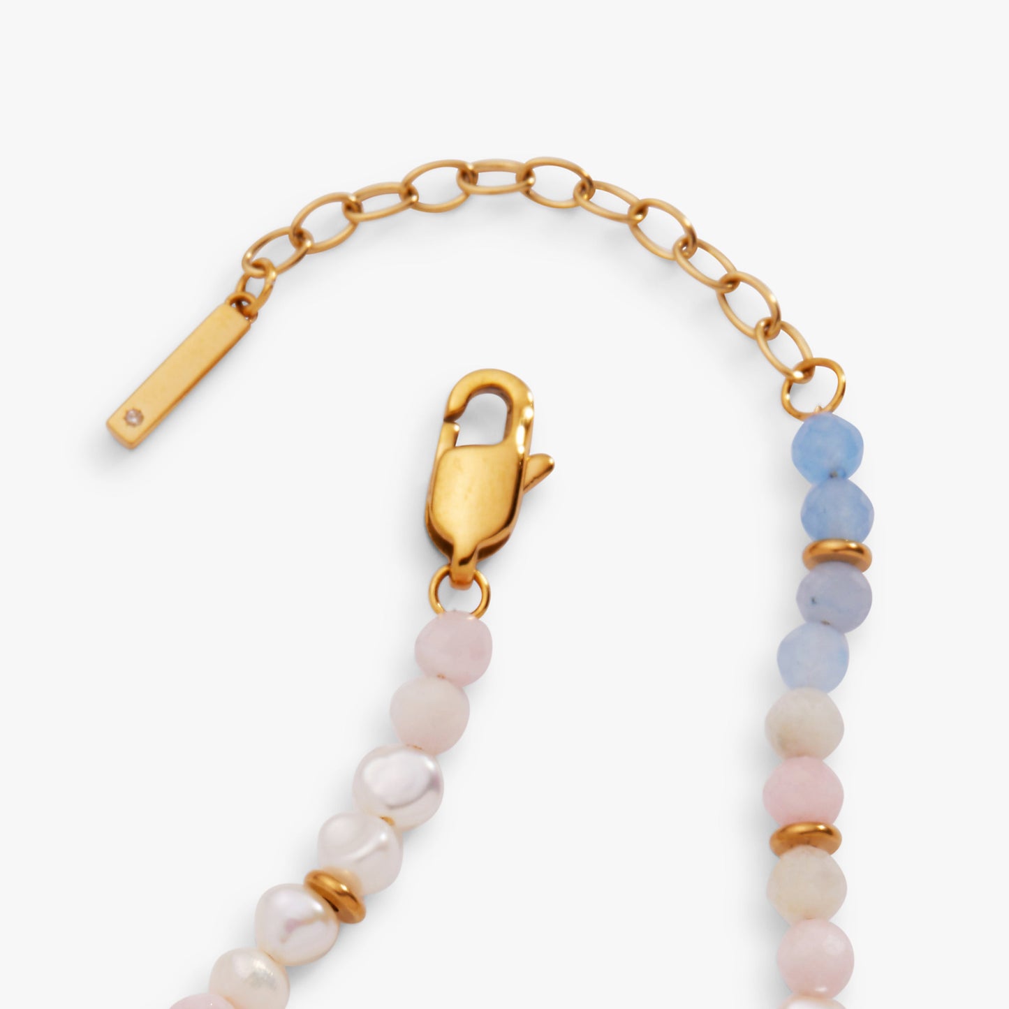 Sandy Peach Ombre Semi-Precious Beaded Anklet Stainless Steel Gold