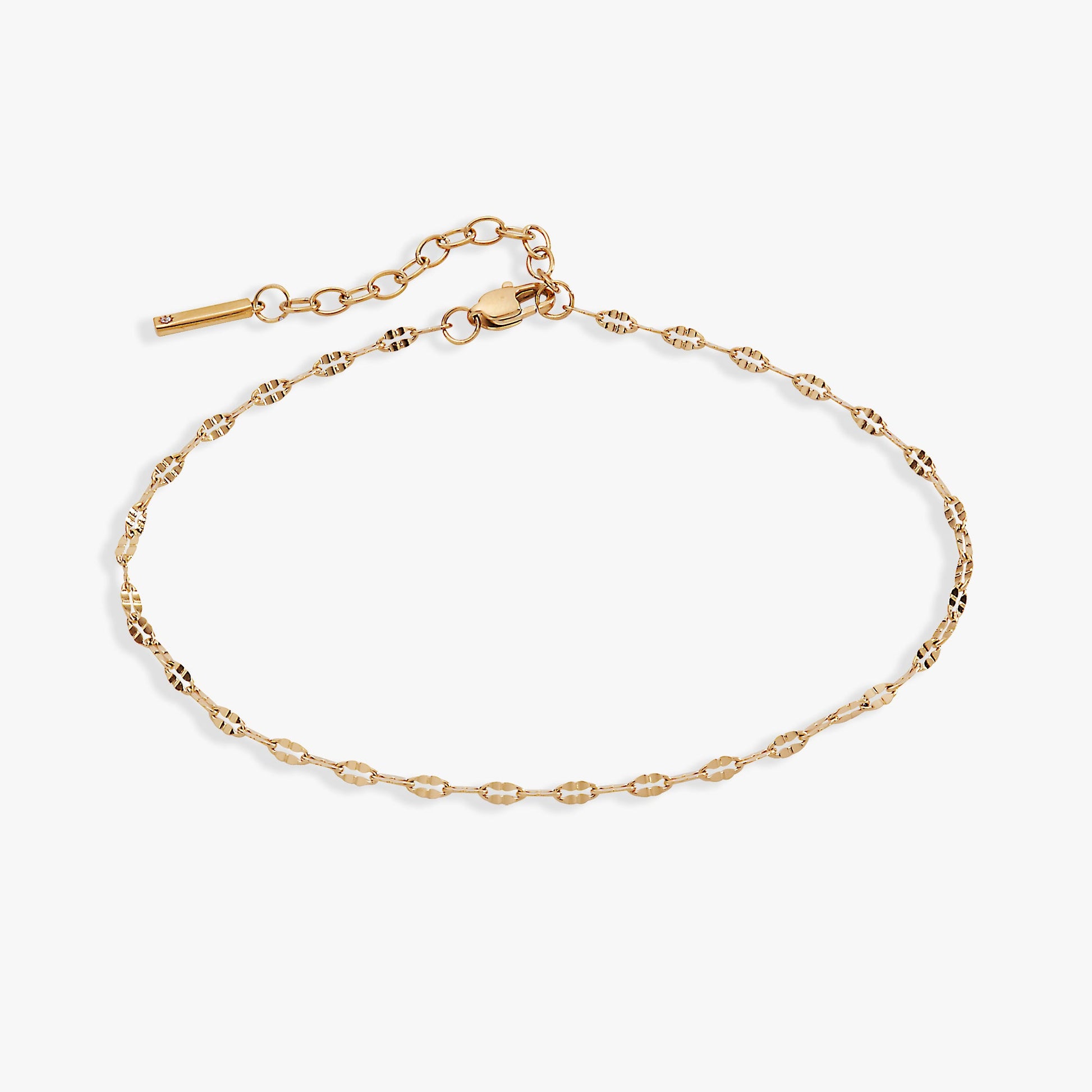 Multi Faceted Chain Anklet Stainless Steel Gold