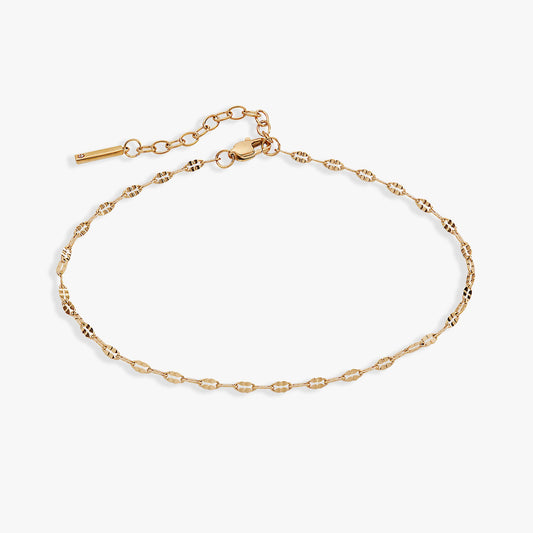 Multi Faceted Chain Anklet Stainless Steel Gold